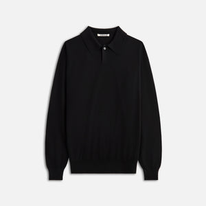 Auralee Cashmere Silk Wool Knit Polo - Black