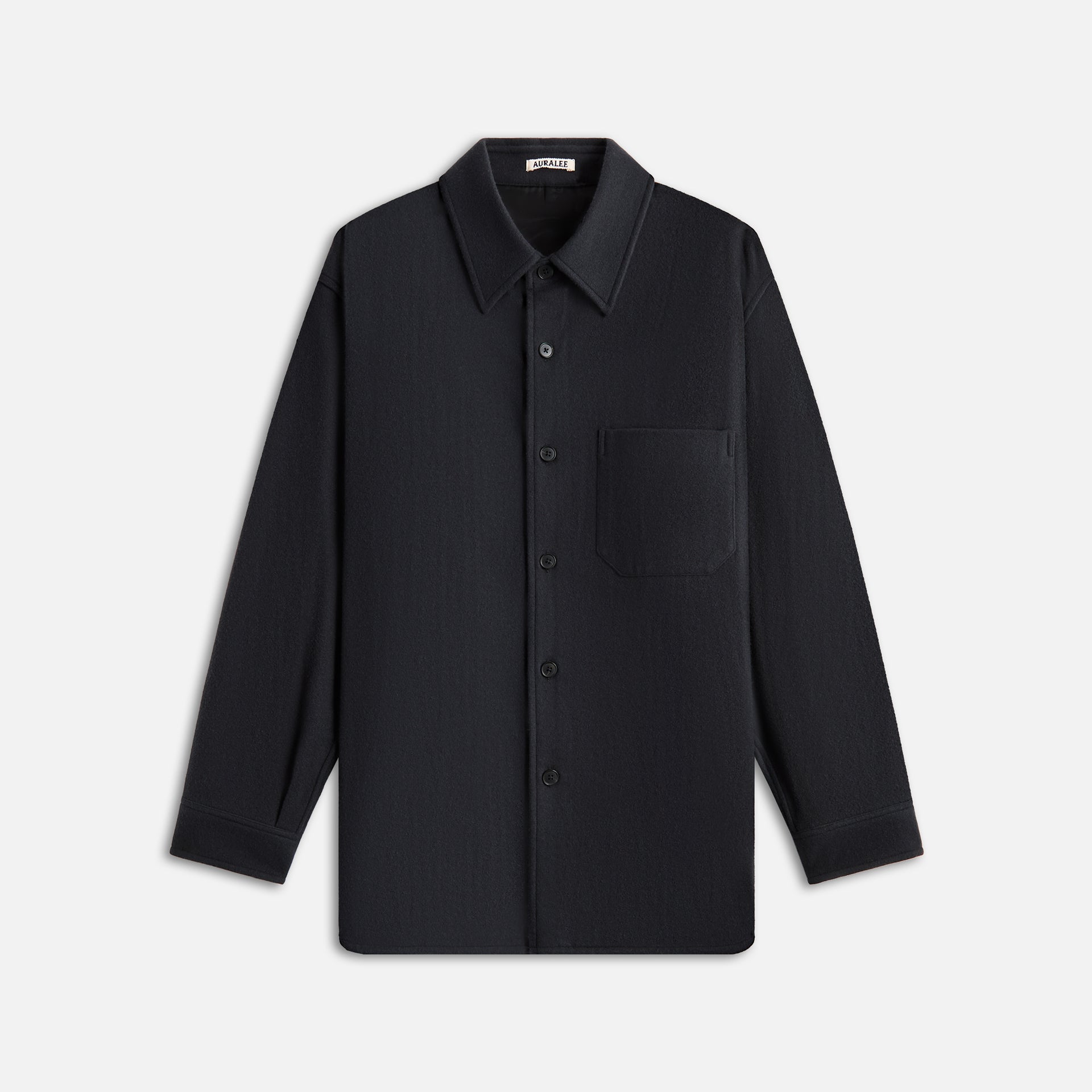 Auralee Brushed Super Fine Wool Flannel Shirt - Ink Black