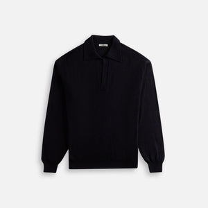 Auralee Super Fine Cashmere Silk Knit Skipper Polo wallets - Black