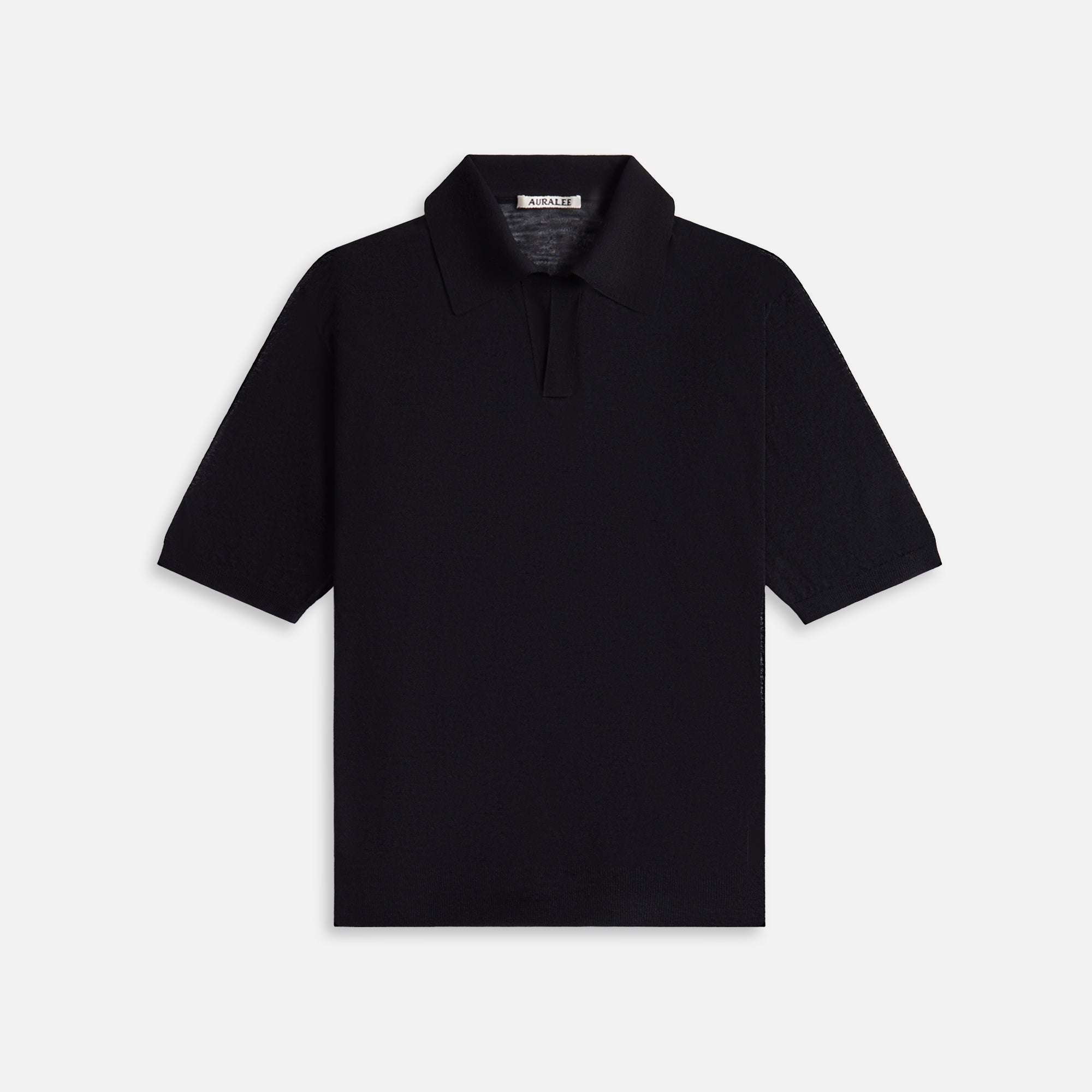 Auralee Hard Twist High Gauge Wool Silk Knit Skipper Polo - Black – Kith