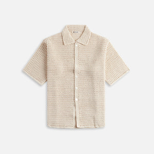 Auralee Hand Crochet Knit Shirt - Ivory