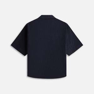 Auralee Linen Silk Tweed Half Sleeved Shirt - Dark Navy