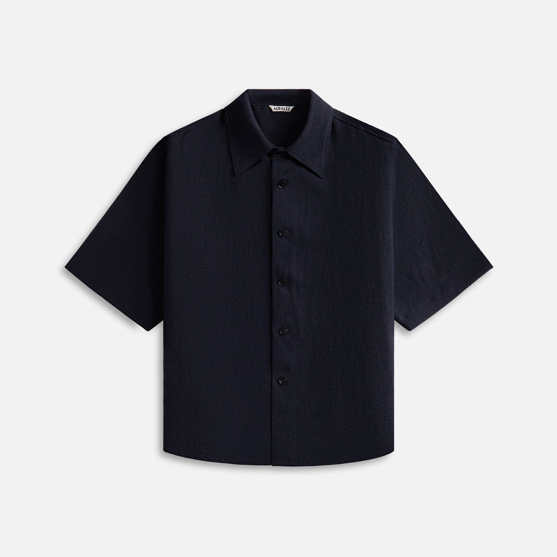 Auralee Linen Silk Tweed Half Sleeved Shirt - Dark Navy