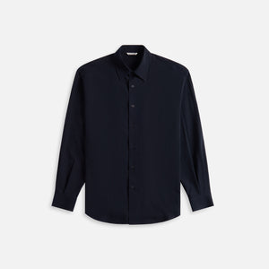Auralee Hard Twist Cotton Silk Viyella Shirt Contrast - Dark Navy