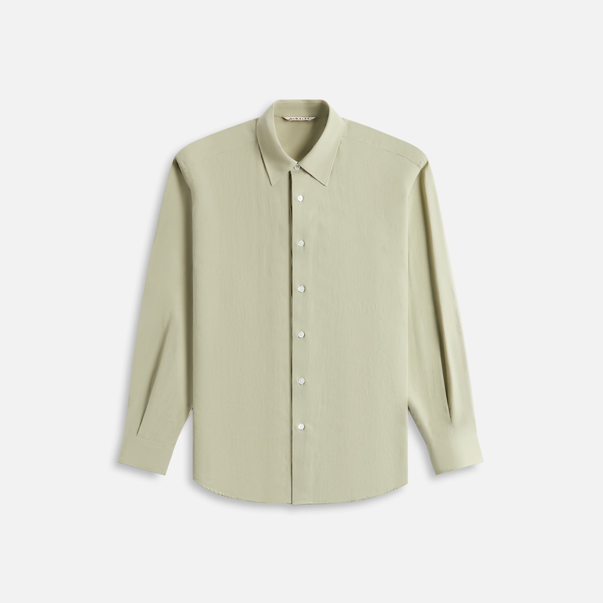 Auralee Hard Twist Cotton Silk Viyella Shirt - Sage Green
