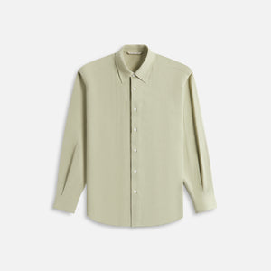 Auralee Hard Twist Cotton Silk Viyella Shirt Contrast - Sage Green