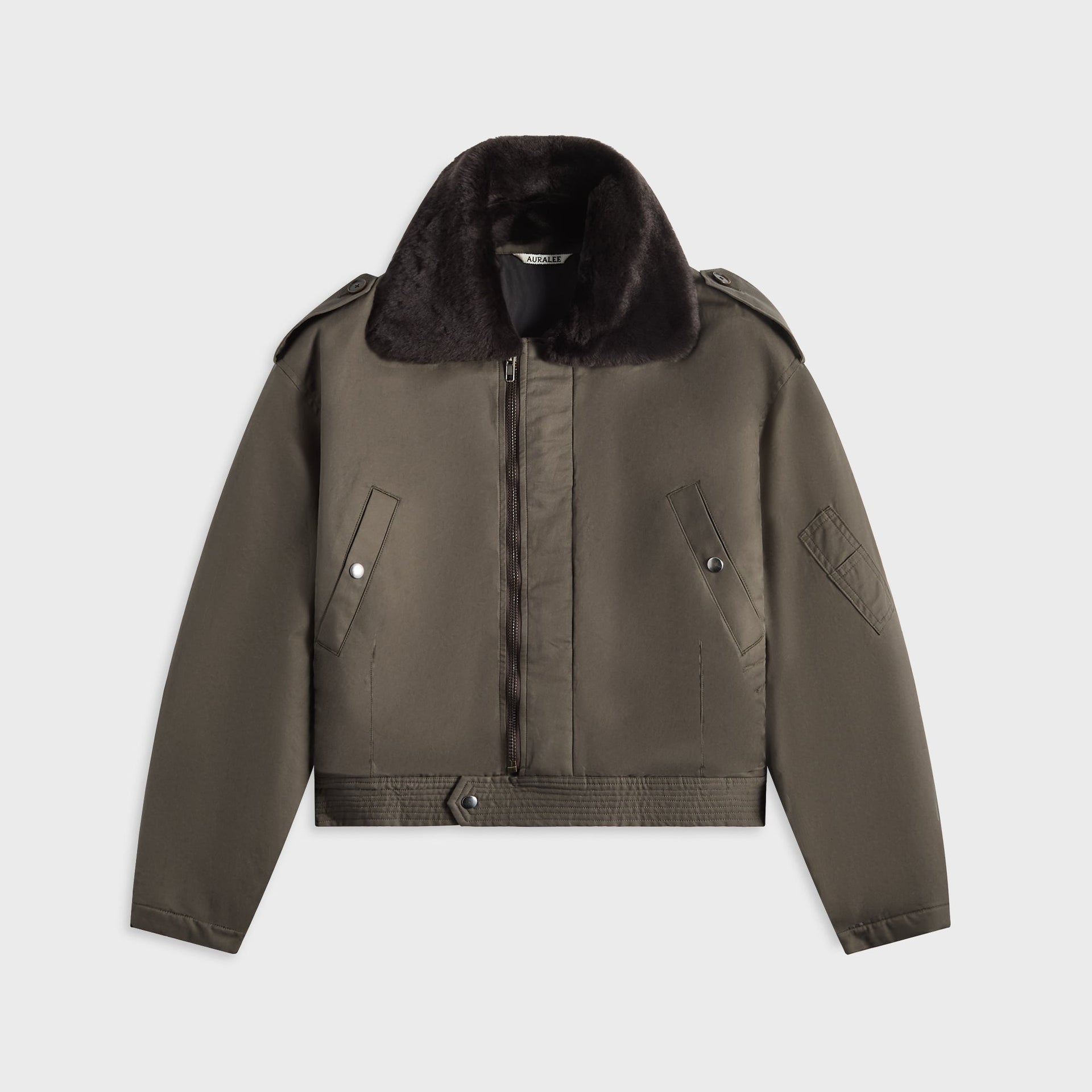 Auralee Washed Finx Cotton Gabardine Flight Blouson - Deep Olive