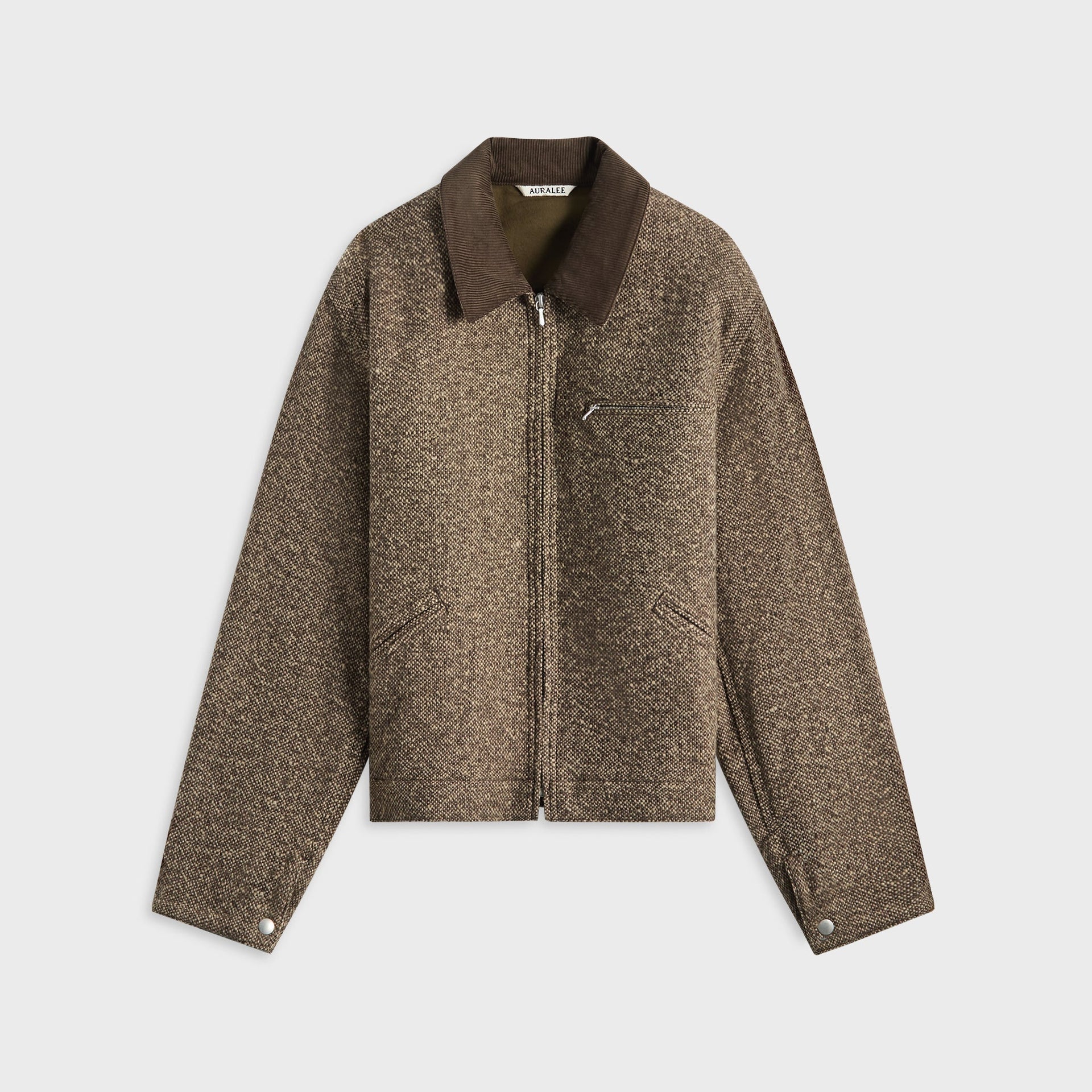 Auralee Homespun Tweed Zip Blouson - Brown