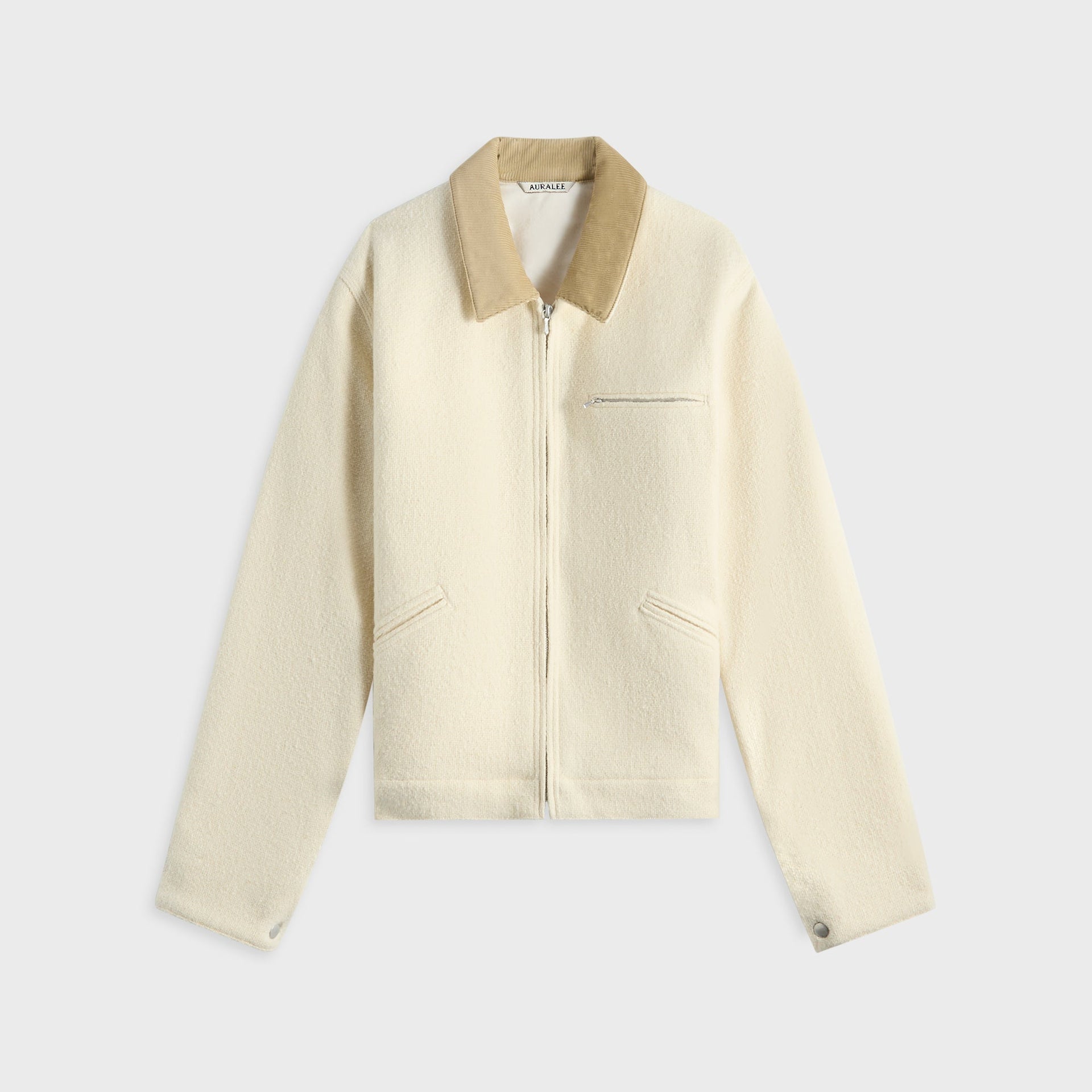 Auralee Homespun Tweed Zip Blouson - Ivory White