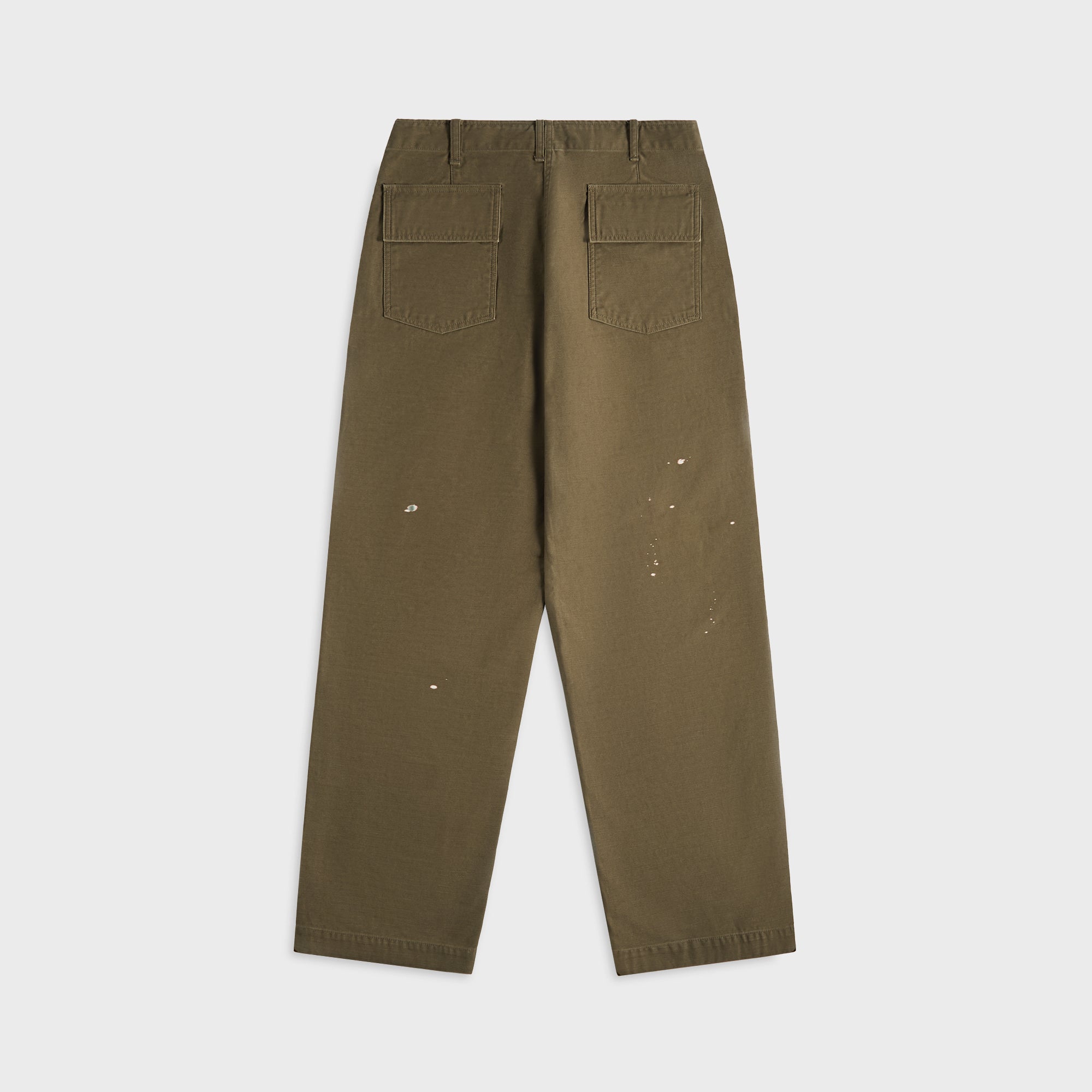 Auralee Washed Baggy Satin Bleached Baker Pants - Khaki
