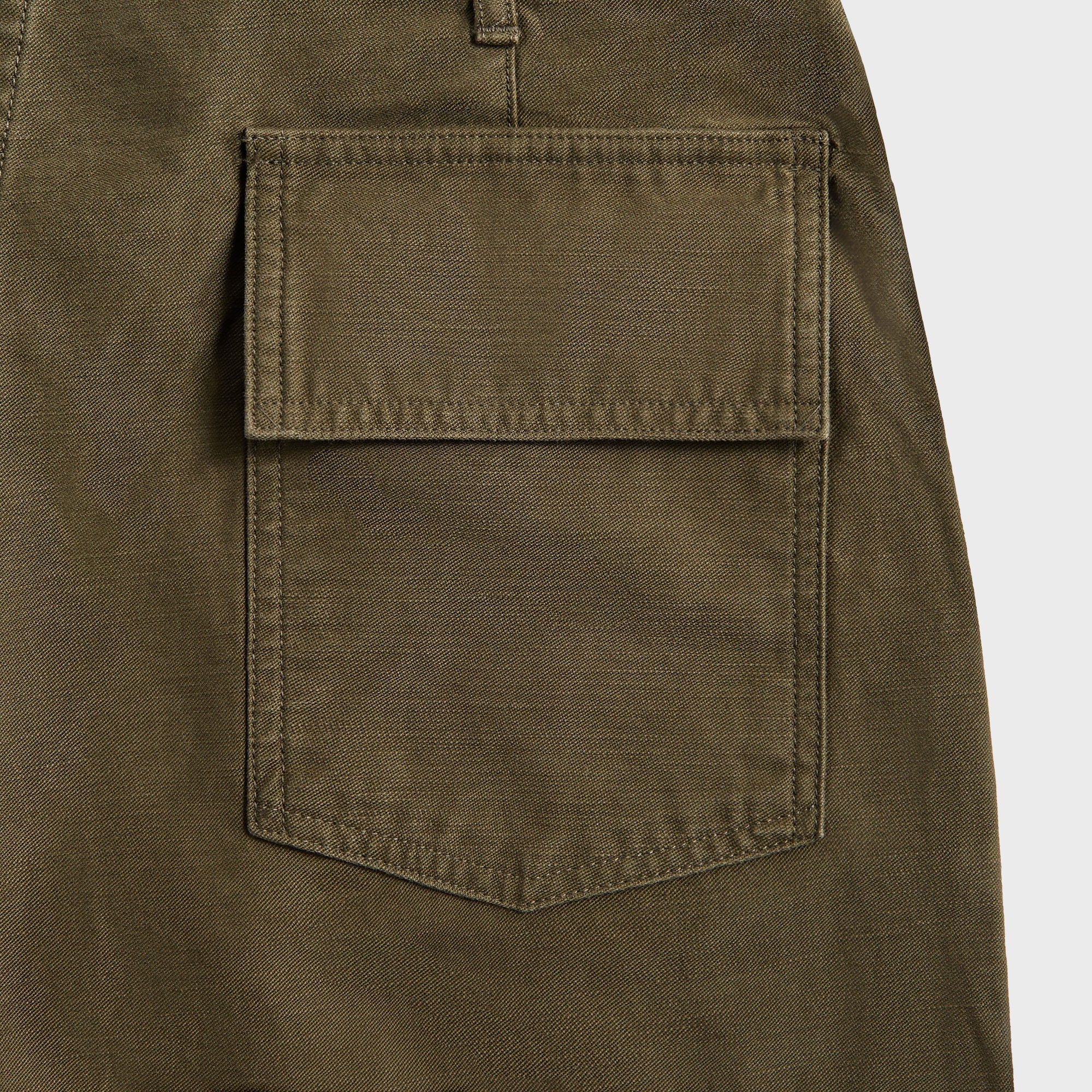 Auralee Washed Baggy Satin Bleached Baker Pants - Khaki