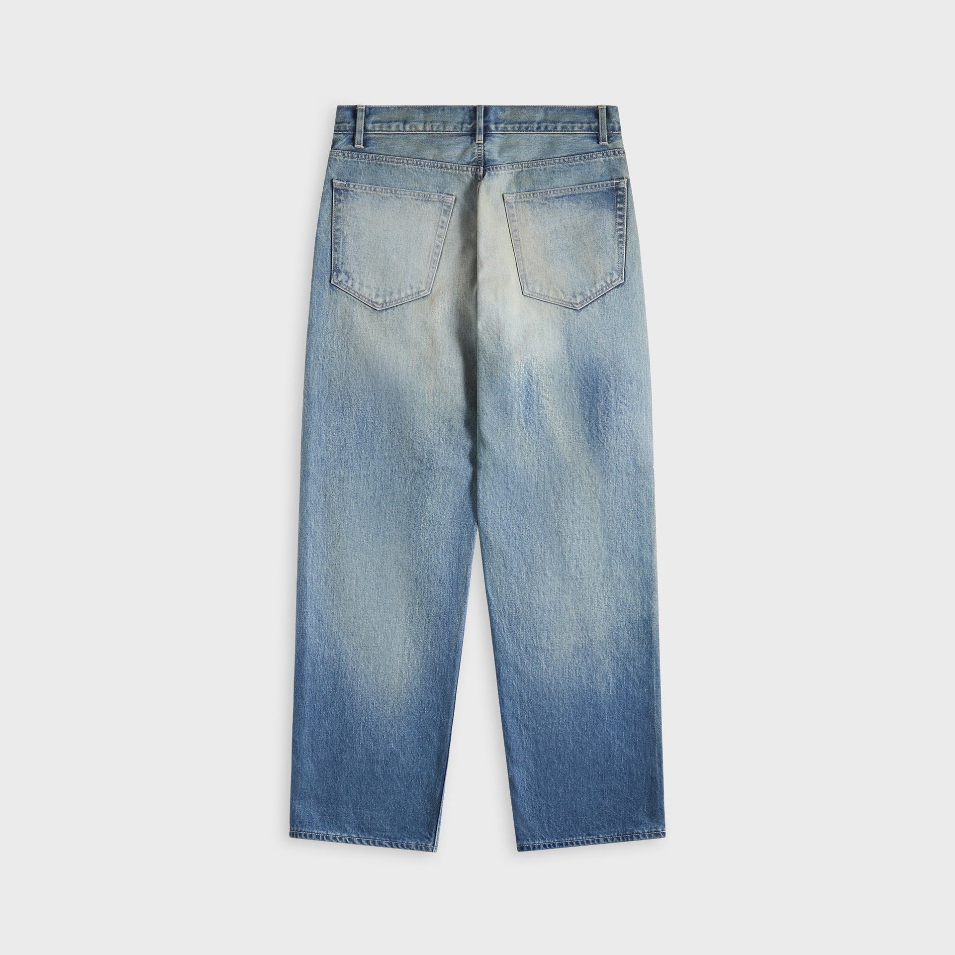 Auralee Selvedge Faded Heavy Denim Wide Pants - Faded Indigo