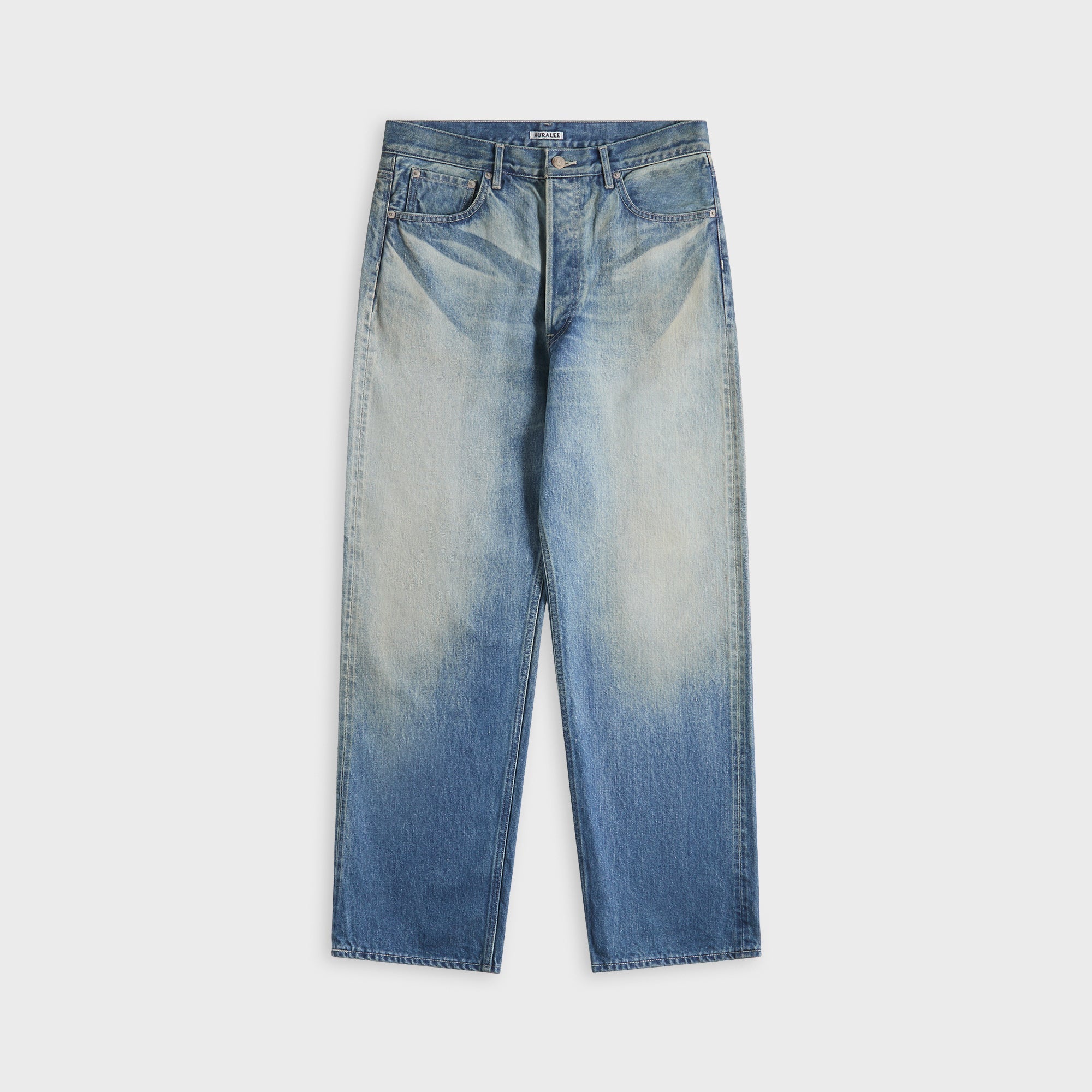 Auralee Selvedge Faded Heavy Denim Wide Pants - Faded Indigo – Kith