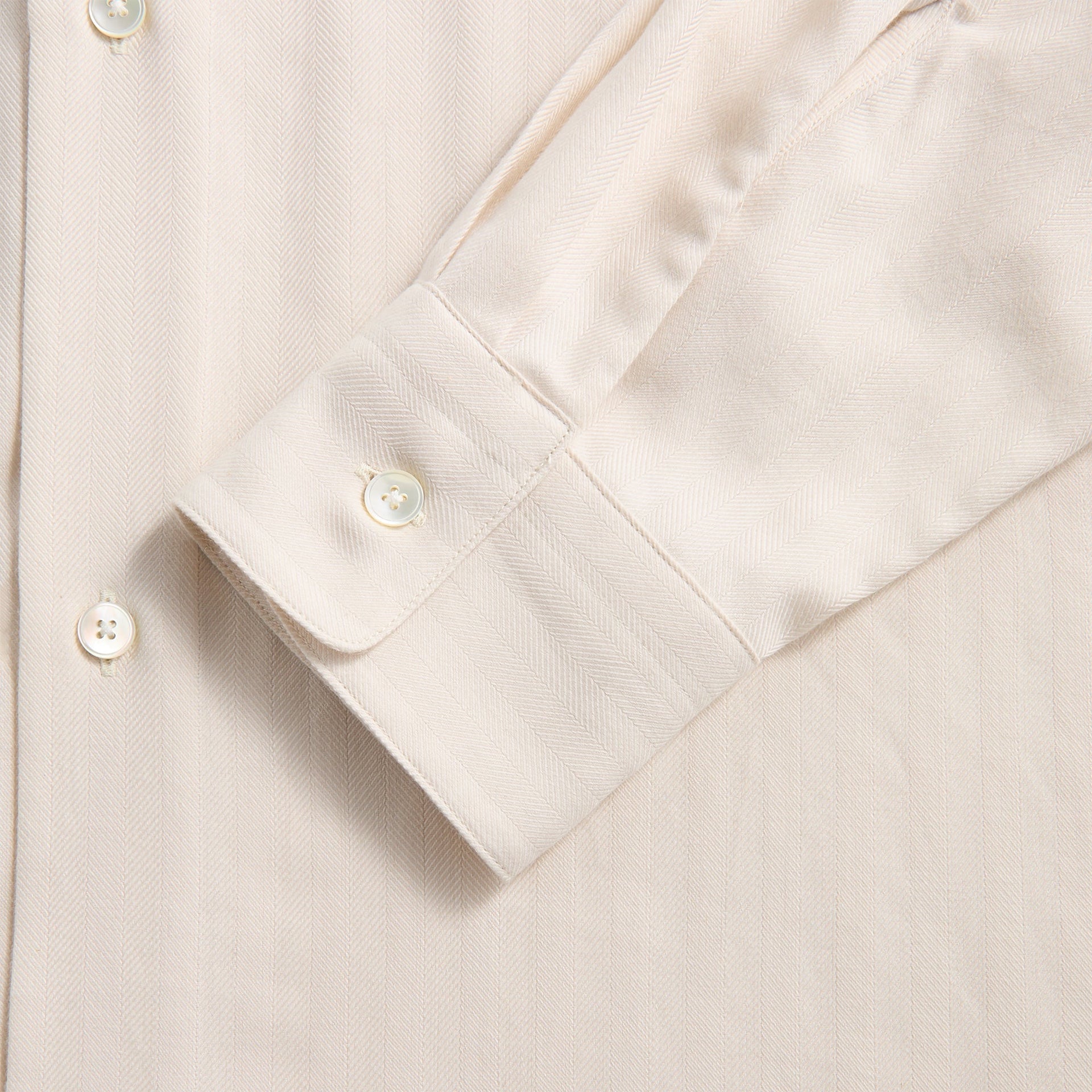Auralee Cotton Cashmere Herringbone Shirt - Ivory White