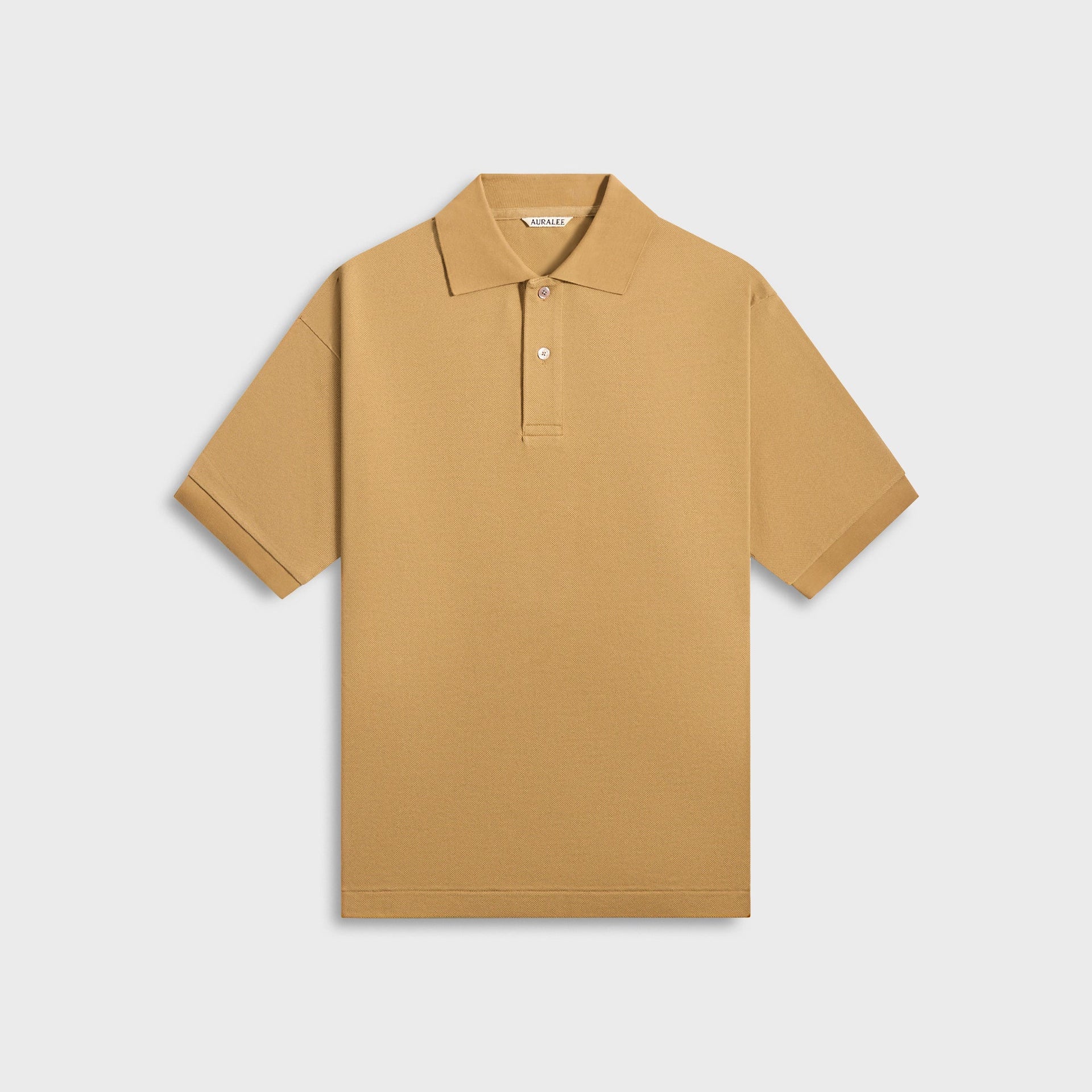 Auralee Pima Cotton heavy Pique Polo in Khaki Beige