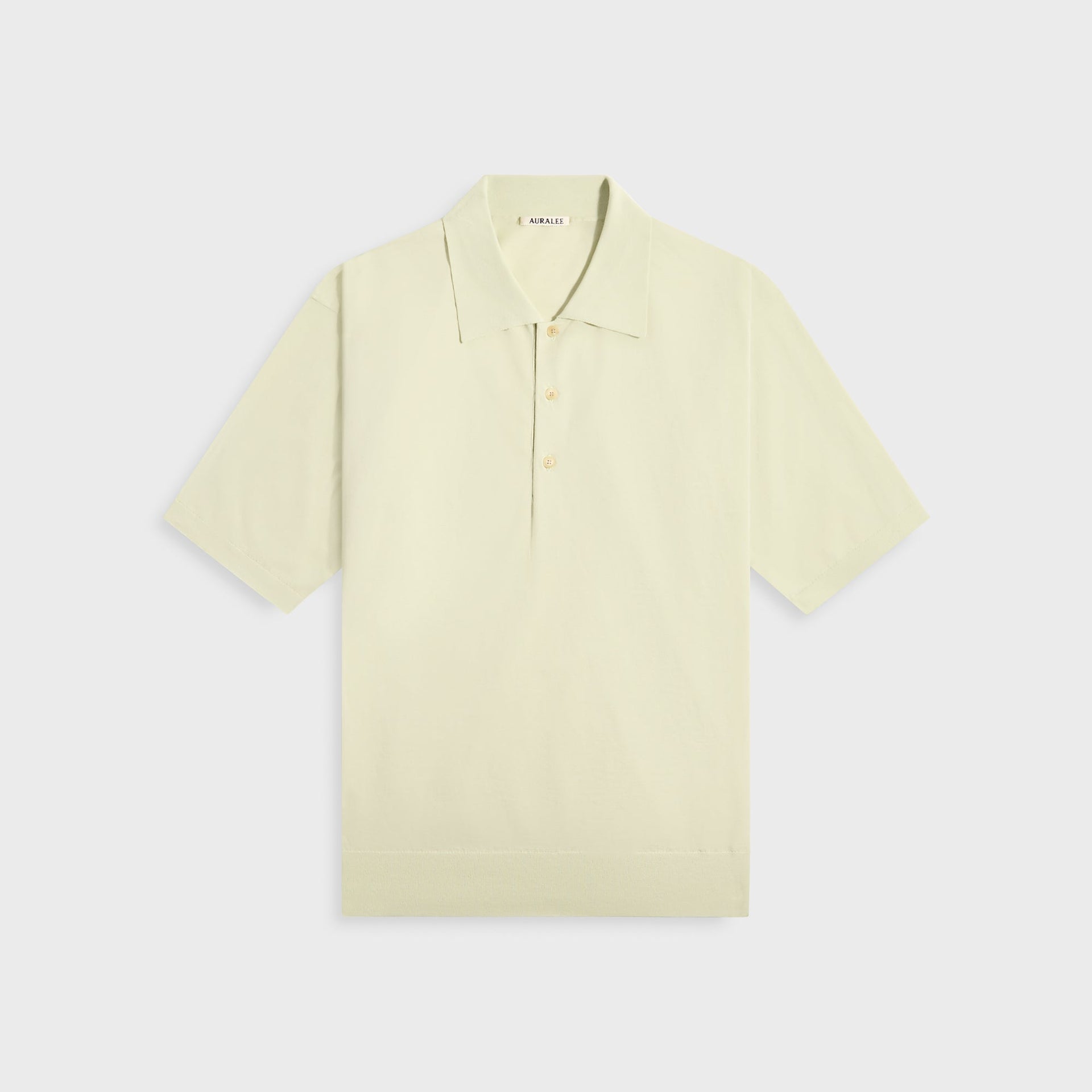 Auralee Super High Gauge Cotton Knit Polo in Light Pistachio