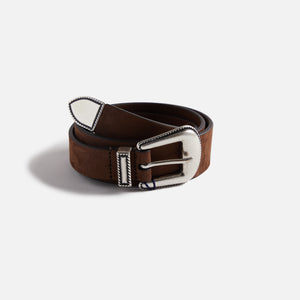 Anderson's Narrowing Detail Western Nubuck Leather Belt - Brown