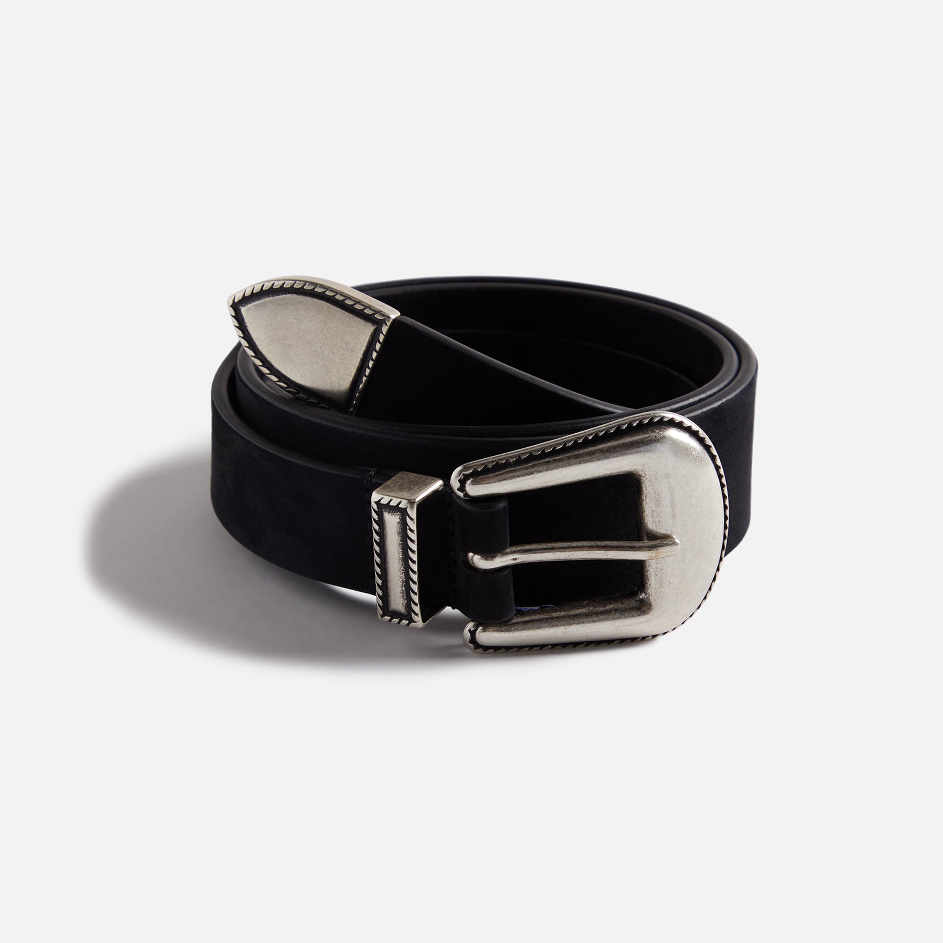 Anderson's Narrowing Detail Western Nubuck Leather Belt - Black 40 Anderson's Narrowing Detail Western Nubuck Leather Belt - Black 40