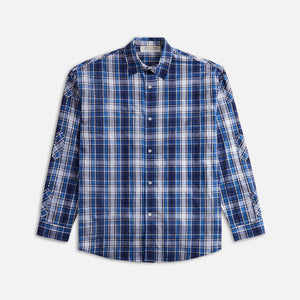 1017 ALYX 9SM Stud Embellished Plaid Long Sleeve Shirt Cashmere - Blue
