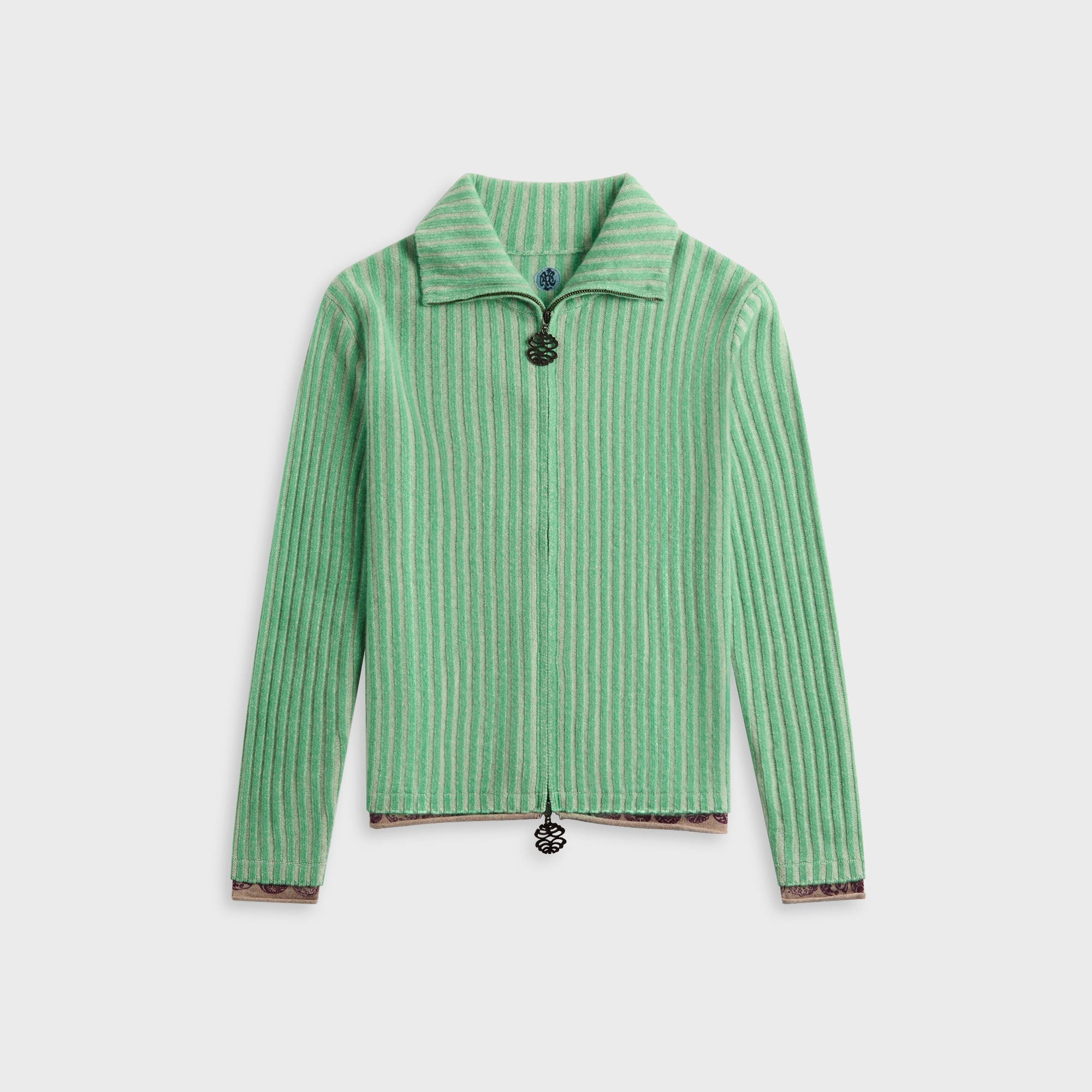 Adrian Cashmere Sugar Snap Full Zip Sweater - Green – Kith