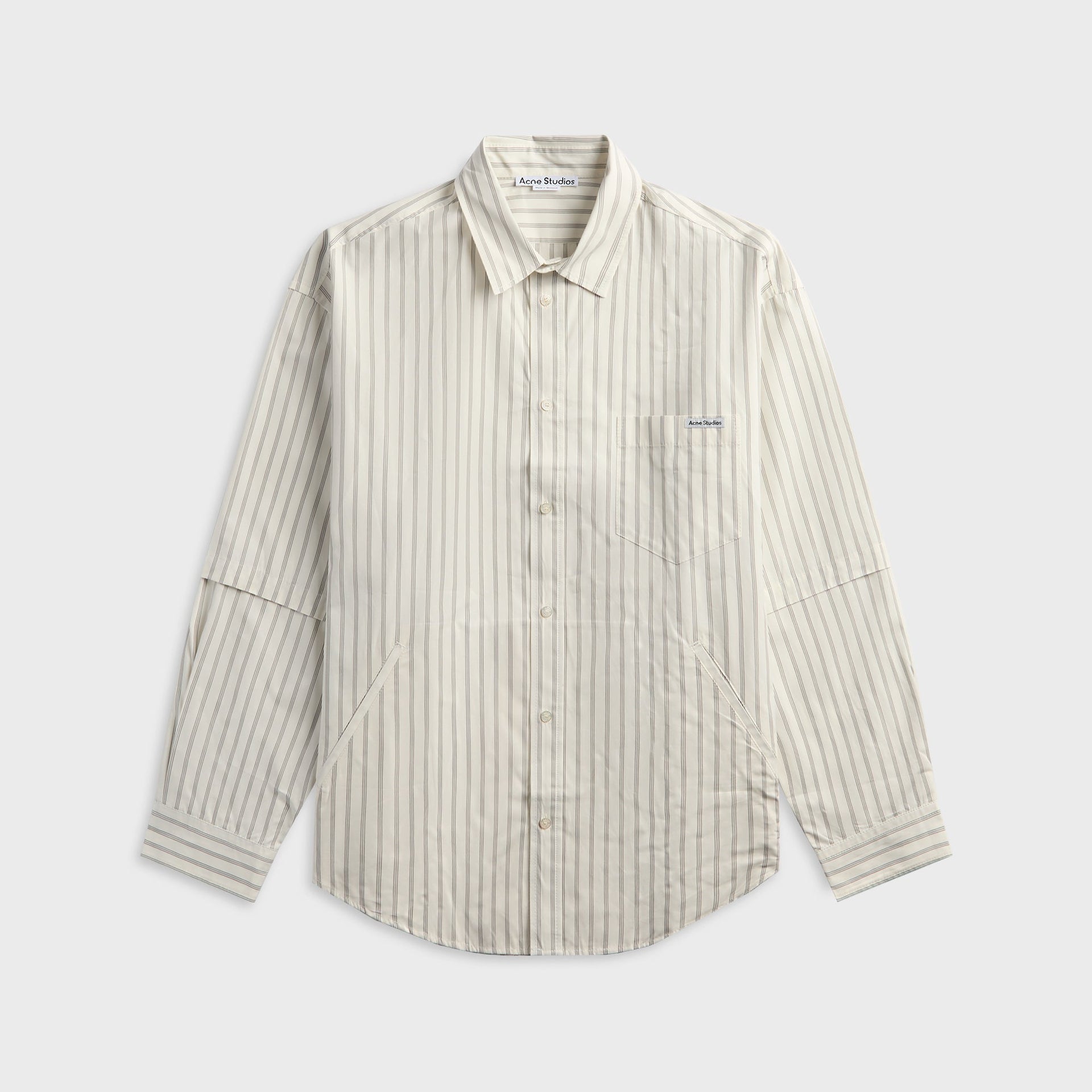 Acne Studios Double Sleeve Button-Up Shirt - Off White / Grey
