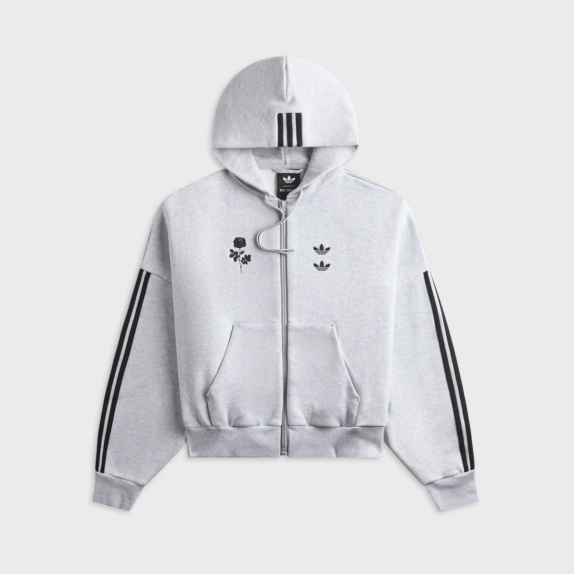 adidas x Willy Chavarria Full Zip Logo Hoodie - Light Grey Heather