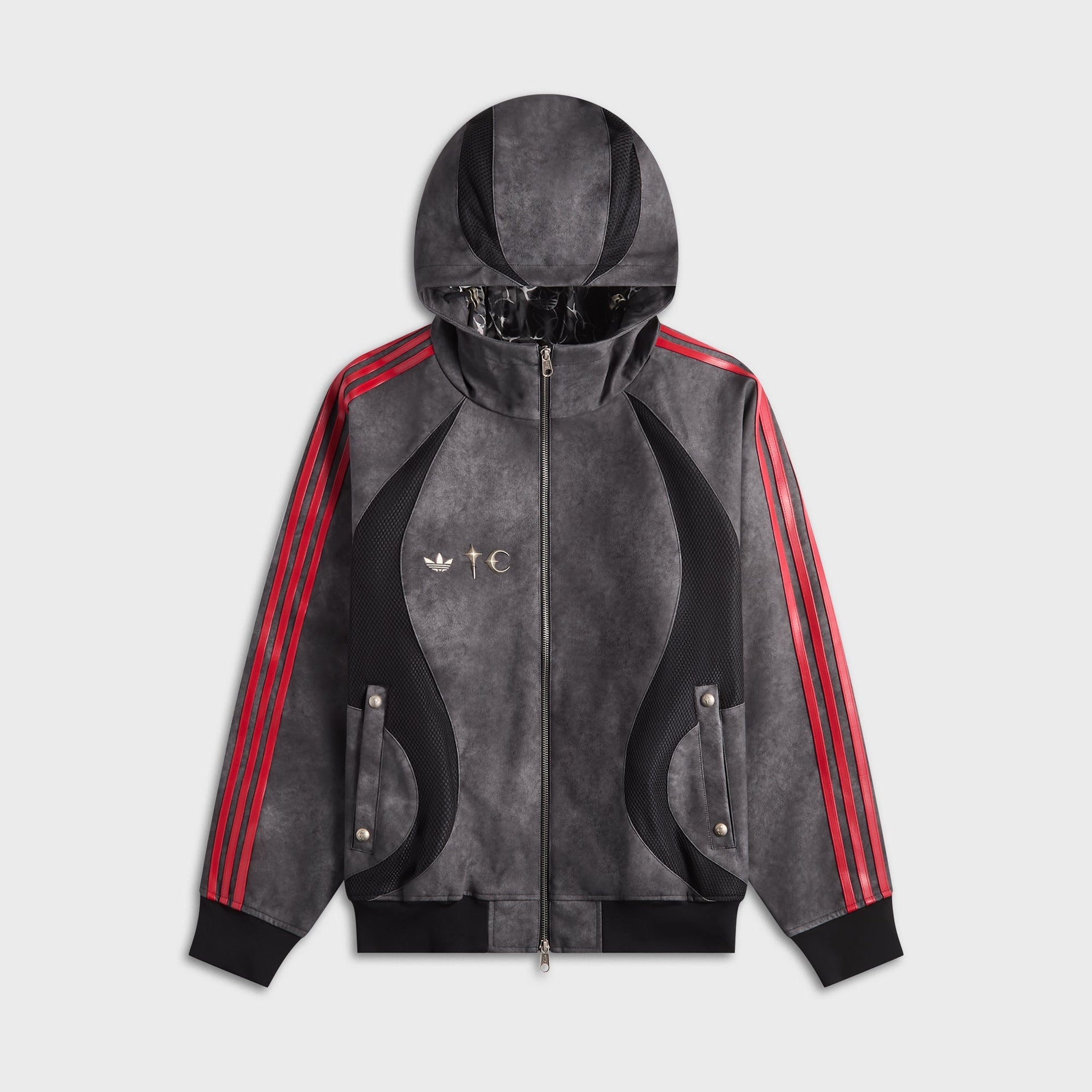 adidas x Thug Club Teamgeist Leather Jacket - Black / Antique Silver