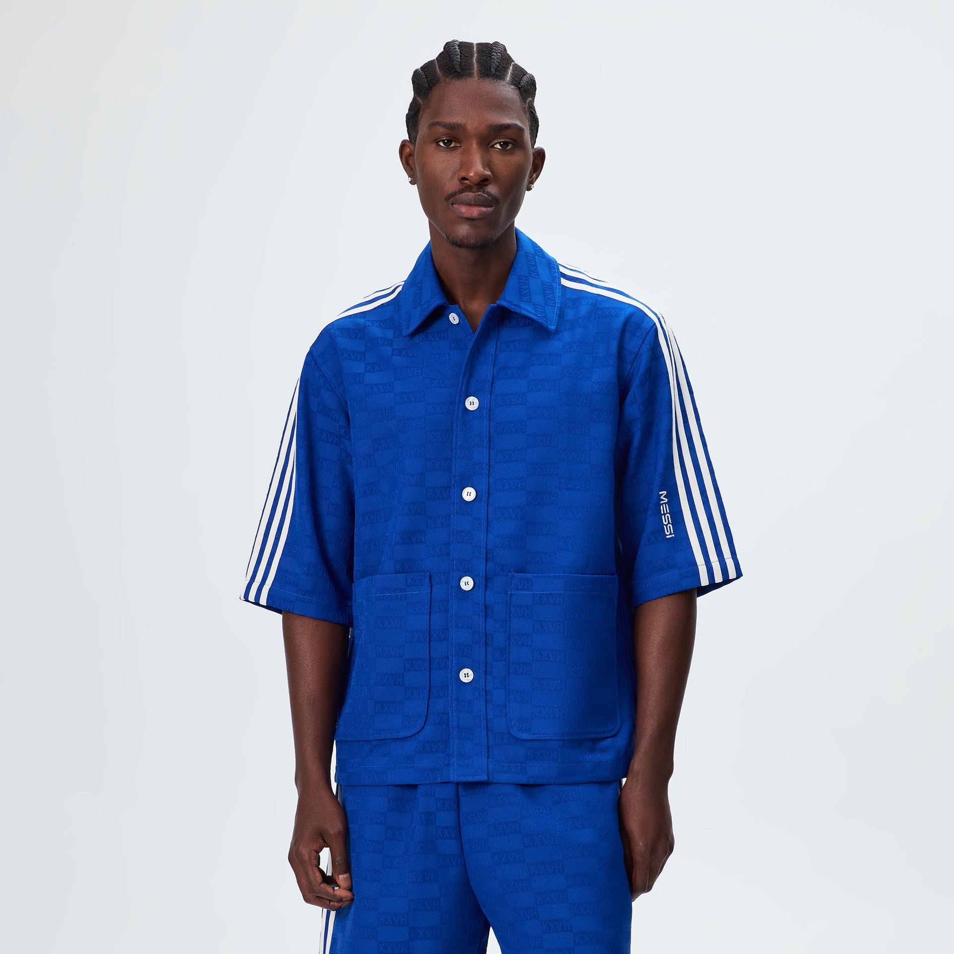 adidas men's dress shirt Kith & Messi for adidas Football Monogram Shirt - Blue