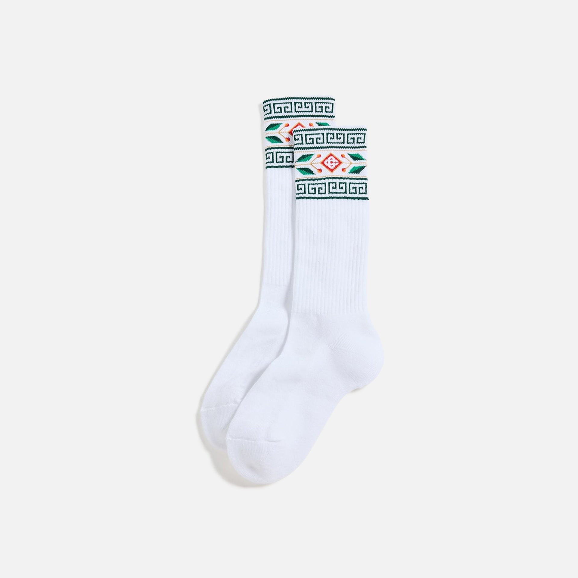 Casablanca Laurel Greek Border Socks - White