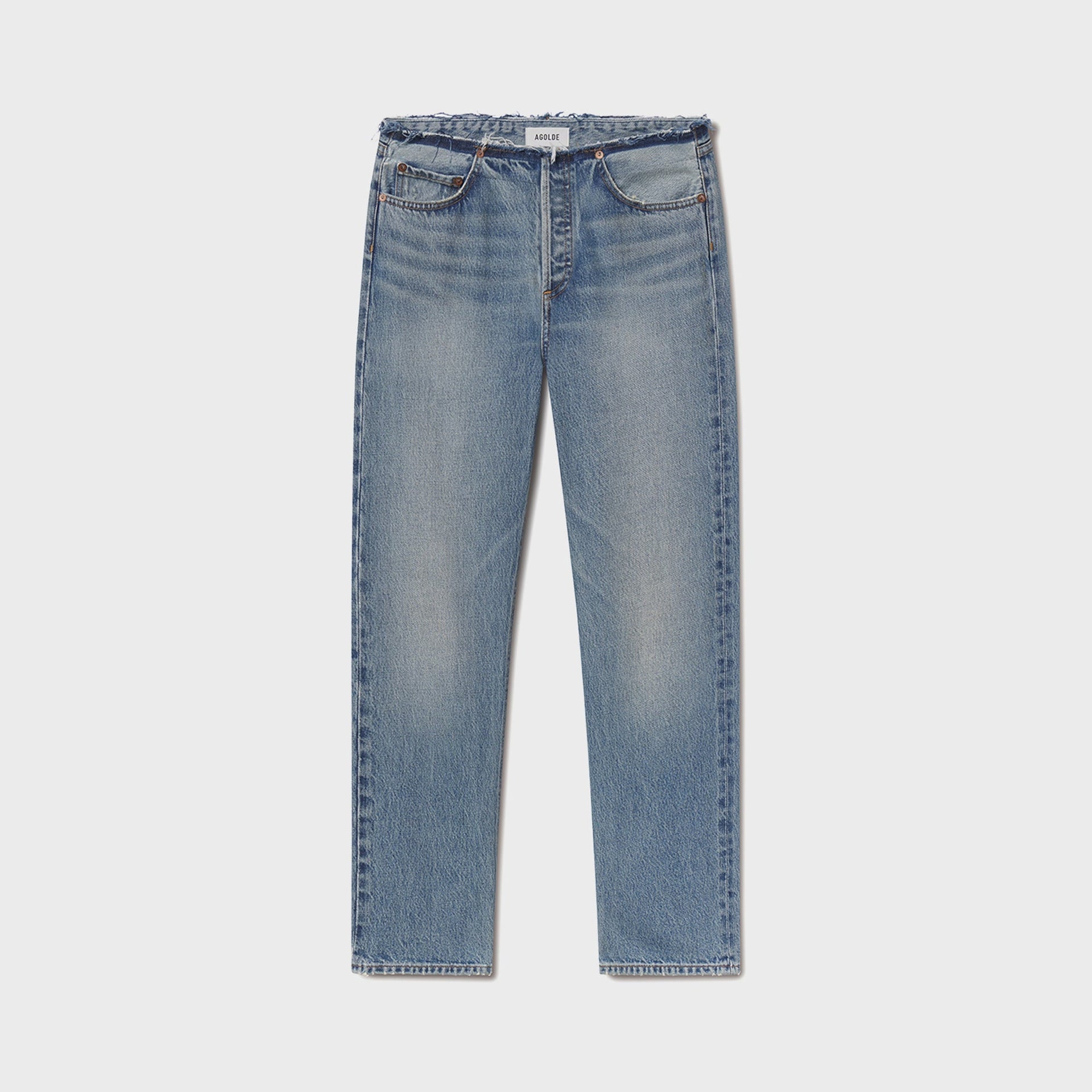 Agolde Frayed Waist Low Rise Ankle Slim Jeans - Rhythmic