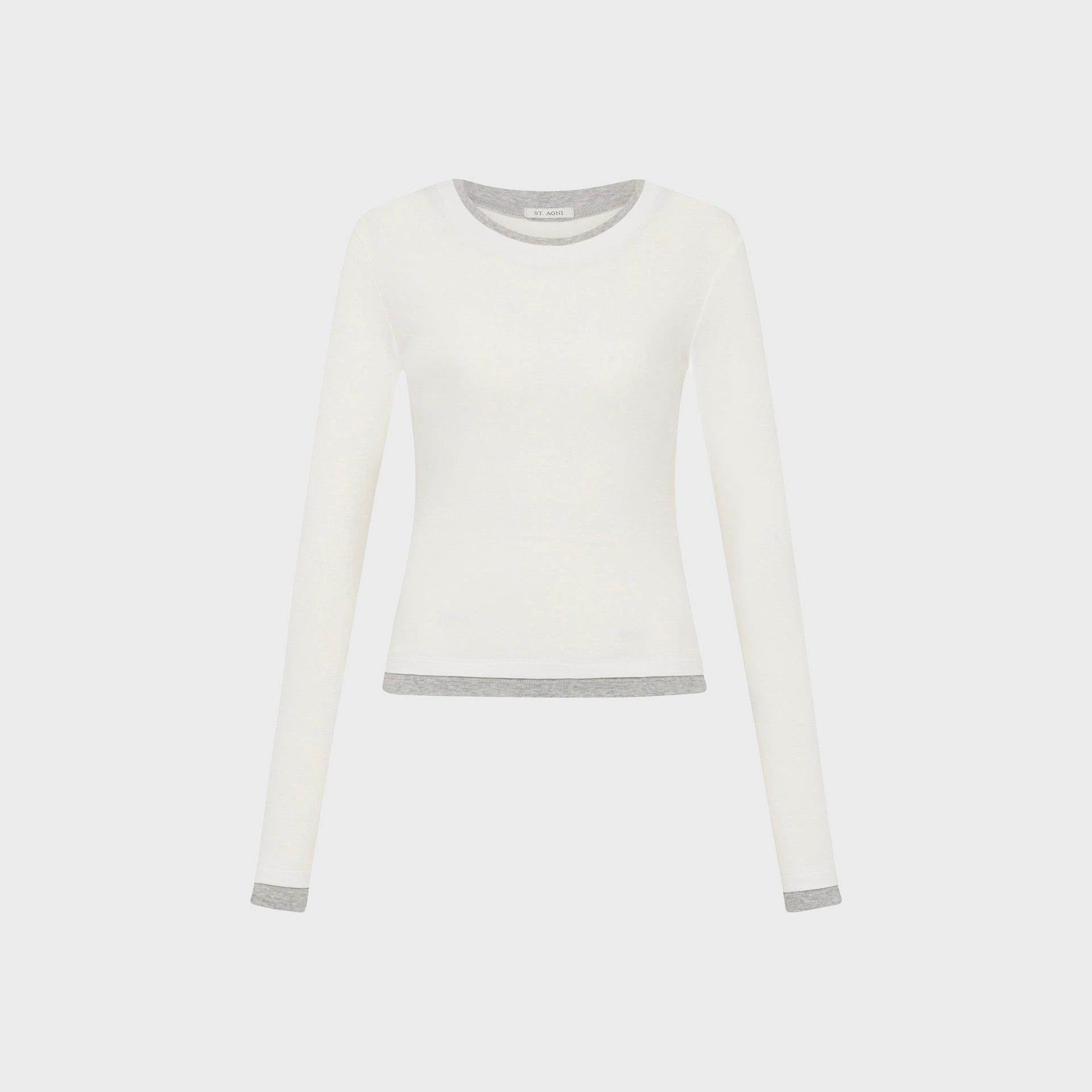 St. Agni Organic Cotton Layered Long Sleeve Top - White