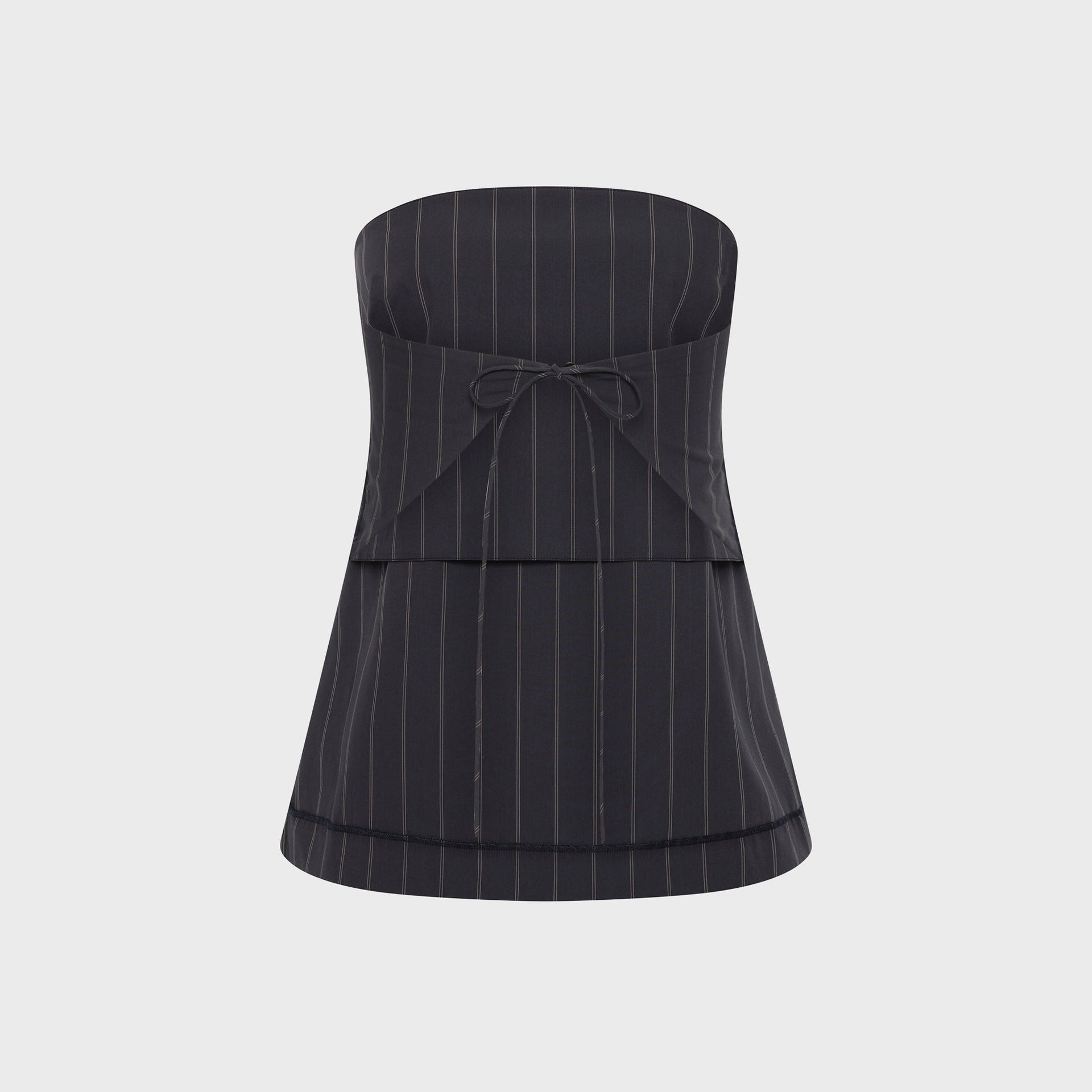 St. Agni Strapless Rouleau Tie Top - Ink Stripe