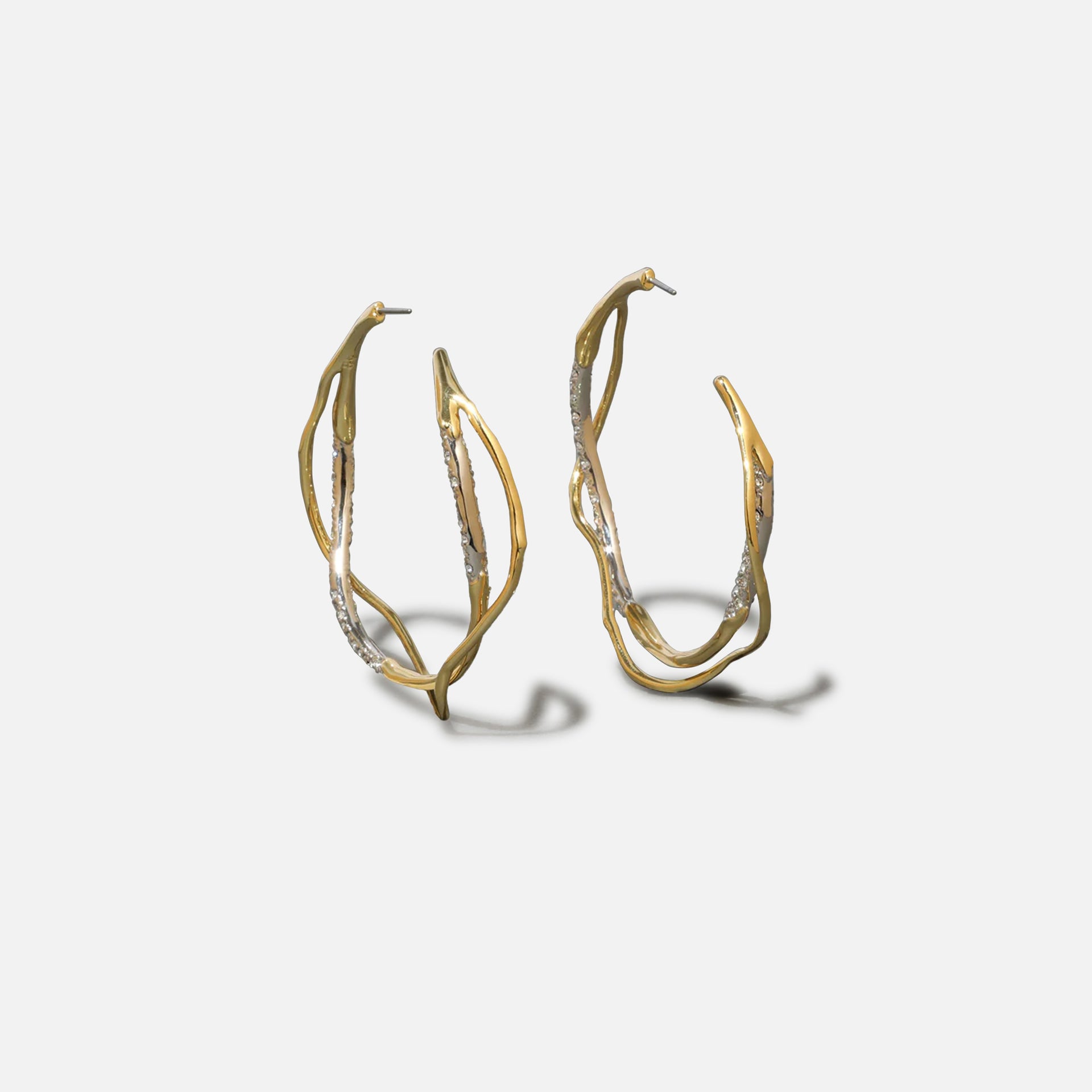 Alexis Bittar Intertwined Crystal Pave Hoop Earrings - Gold