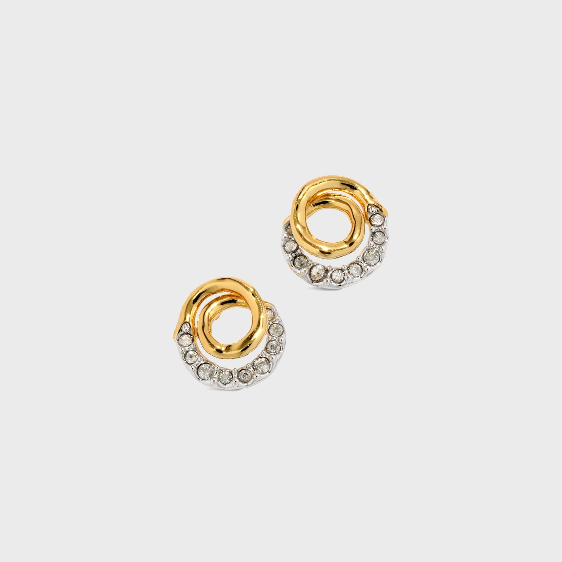 Alexis Bittar Solanales Gold Crystal Spiral Stud Earrings - Gold / Silver