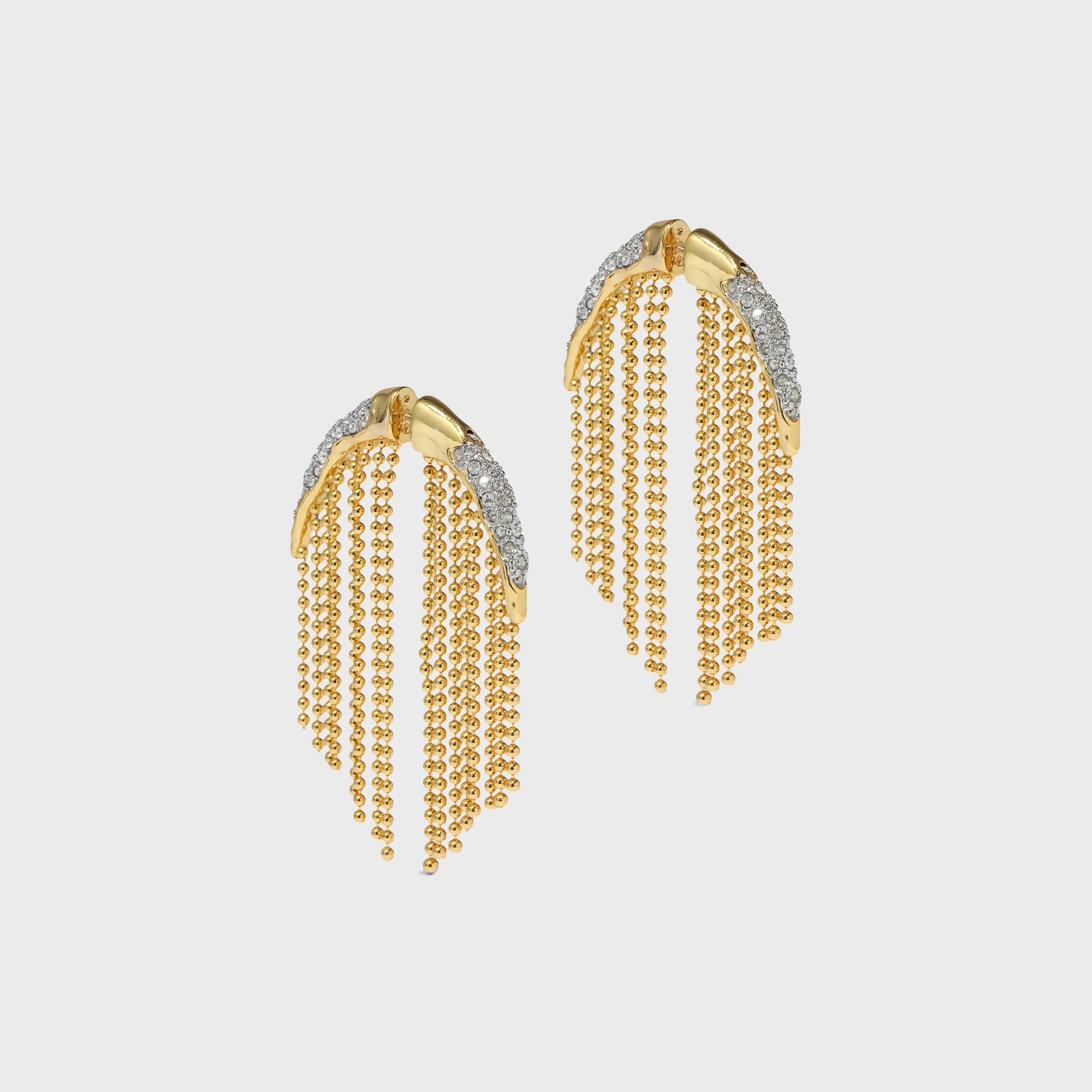 Alexis Bittar Solanales Crystal Fringed Front Back Earrings - Gold