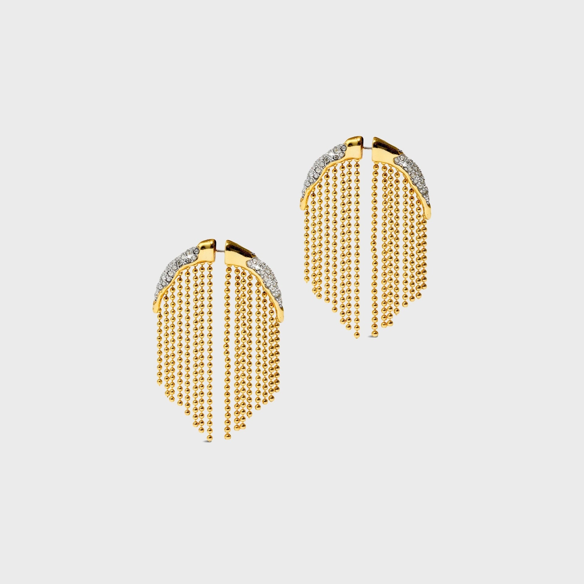 Alexis Bittar Solanales Crystal Fringed Front Back Earrings - Gold