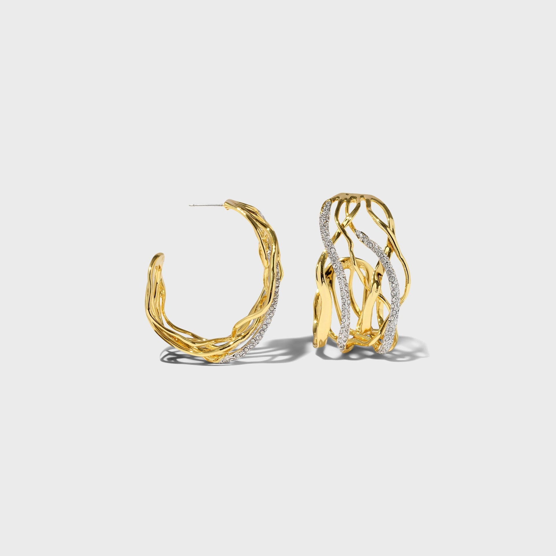 Alexis Bittar Solanales Crystal Woven Hoop Earrings - Gold