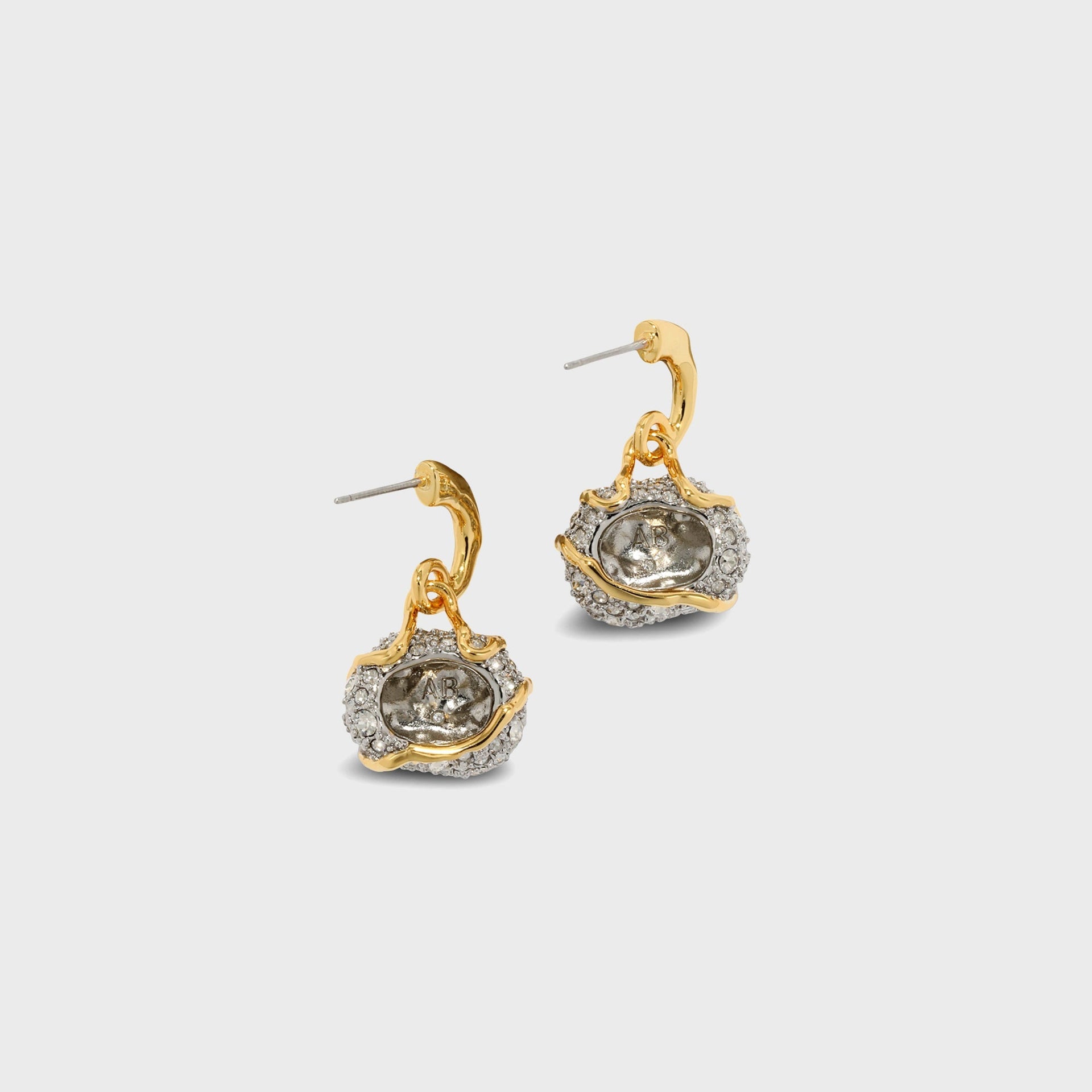 Alexis Bittar Solanales Crystal Petite Pebble Hoop Earrings - Gold