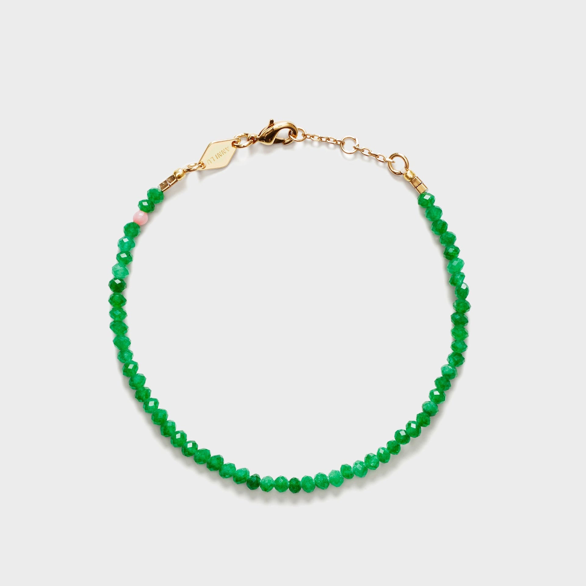 Anni Lu Tan Line Bracelet - Green Jade