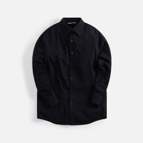 Auralee Airy Wool Viyella Shirt - Dark Navy