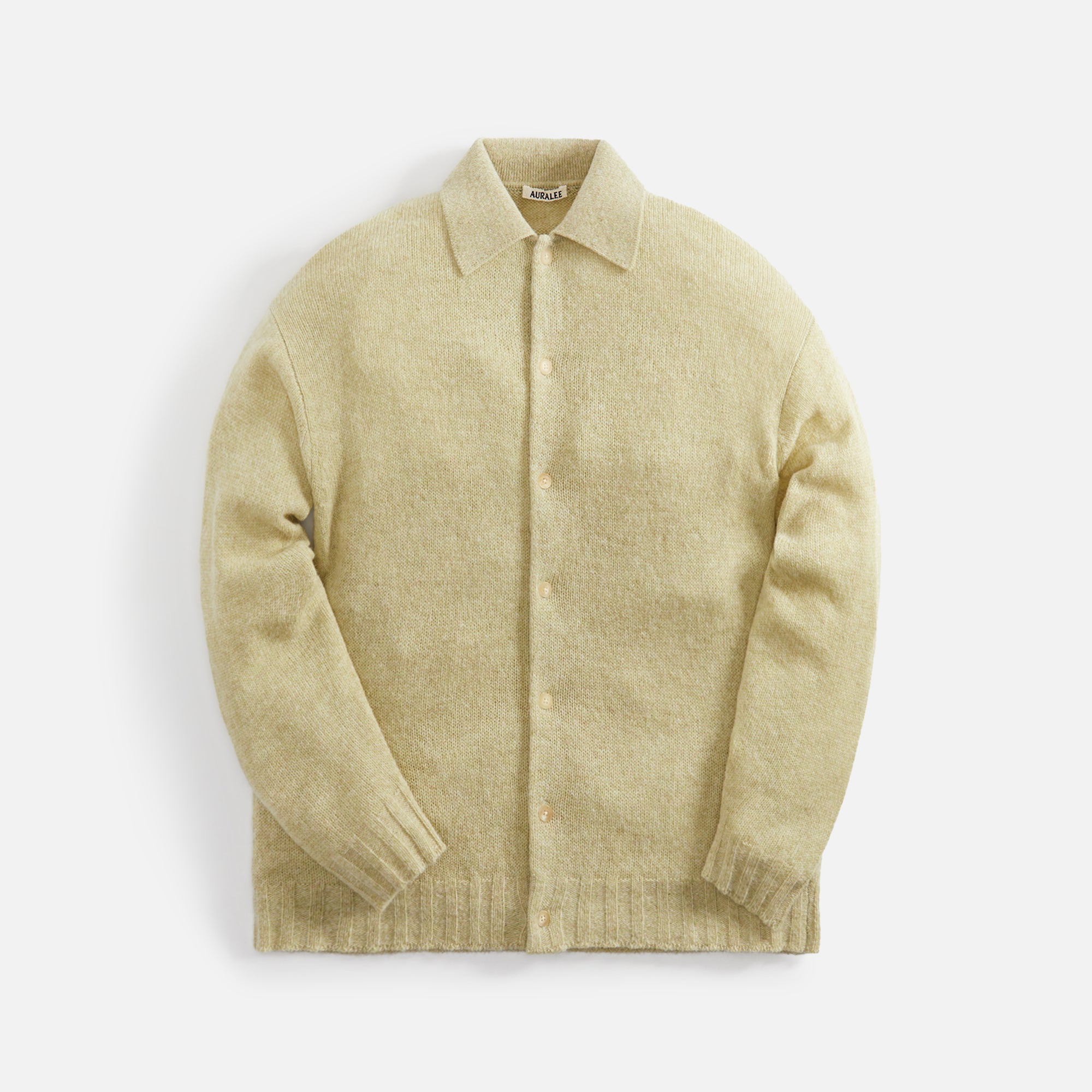 Auralee Shetland Wool Cashmere Knit Cardigan - Yellow Green – Kith
