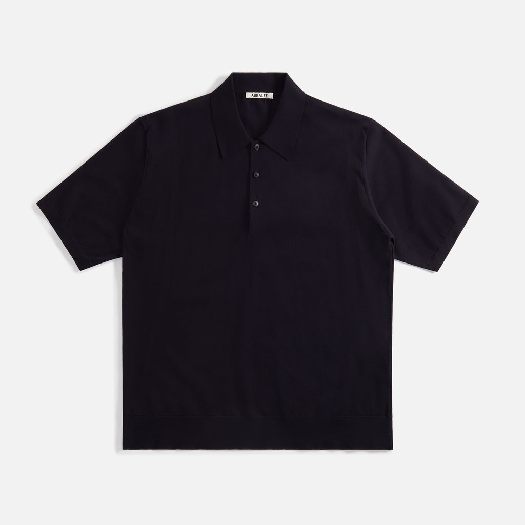 Auralee Super High Gauge Cotton Knit Polo - Dark Navy – Kith