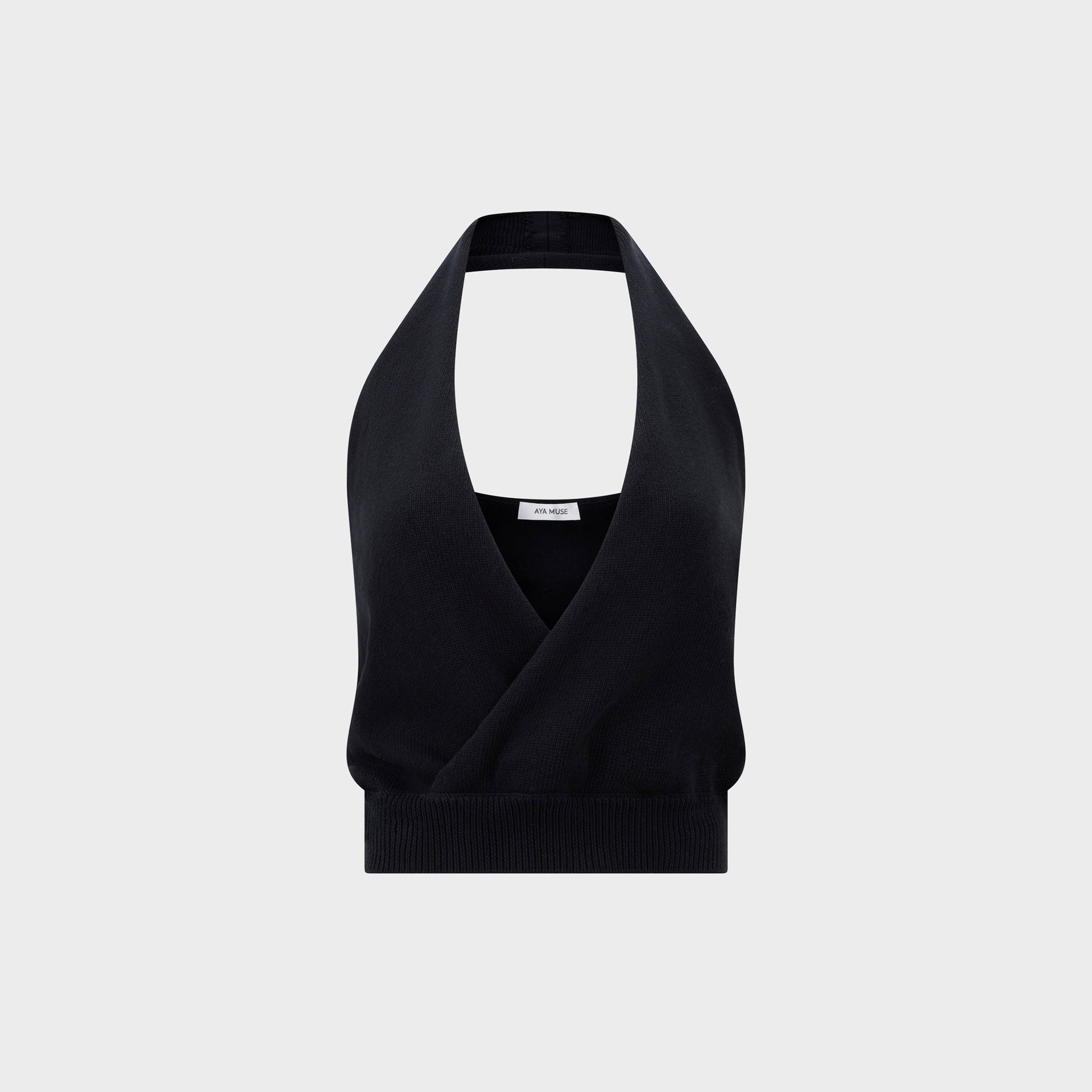 Aya Muse Knit Halter Top in Black