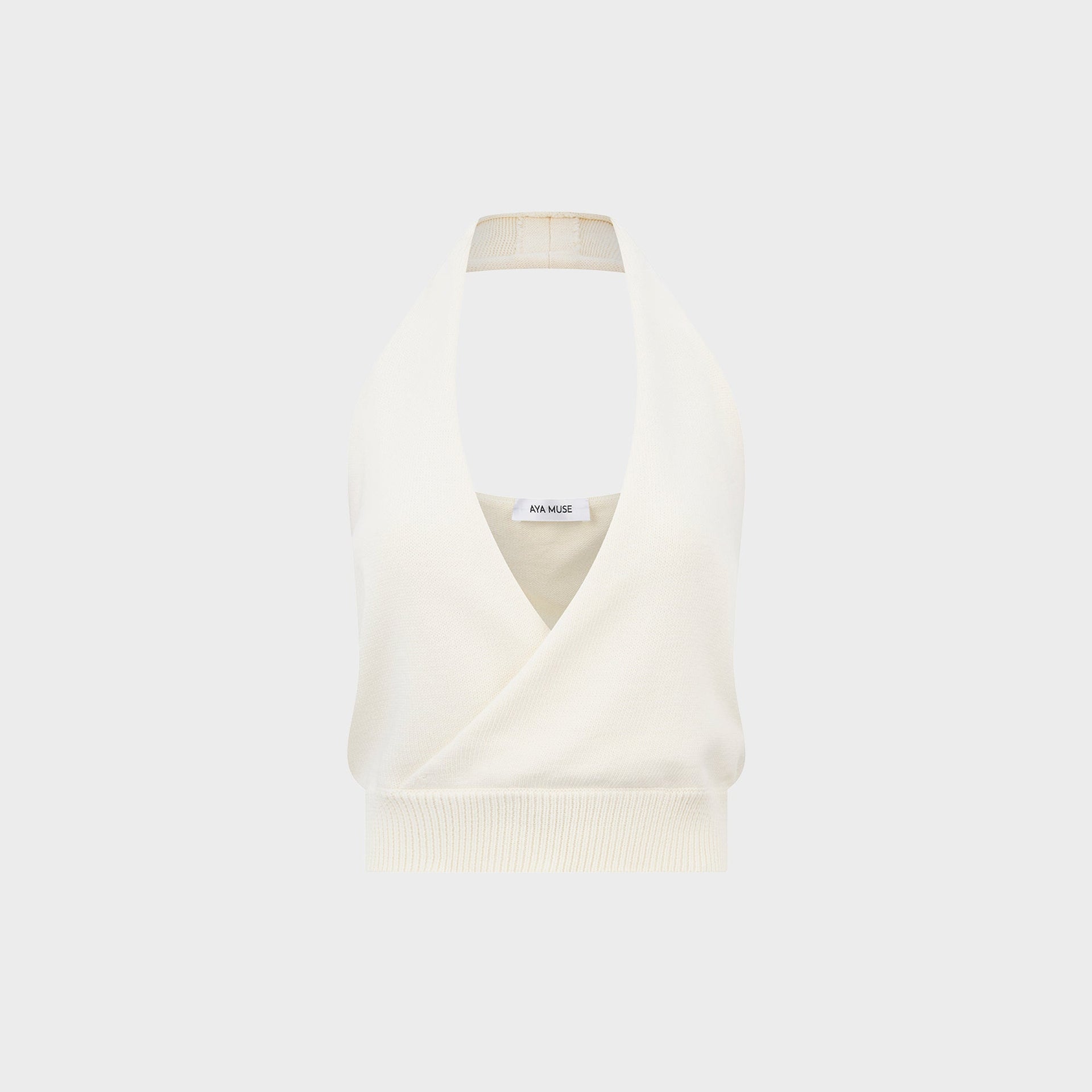 Aya Muse Knit Halter Top in White