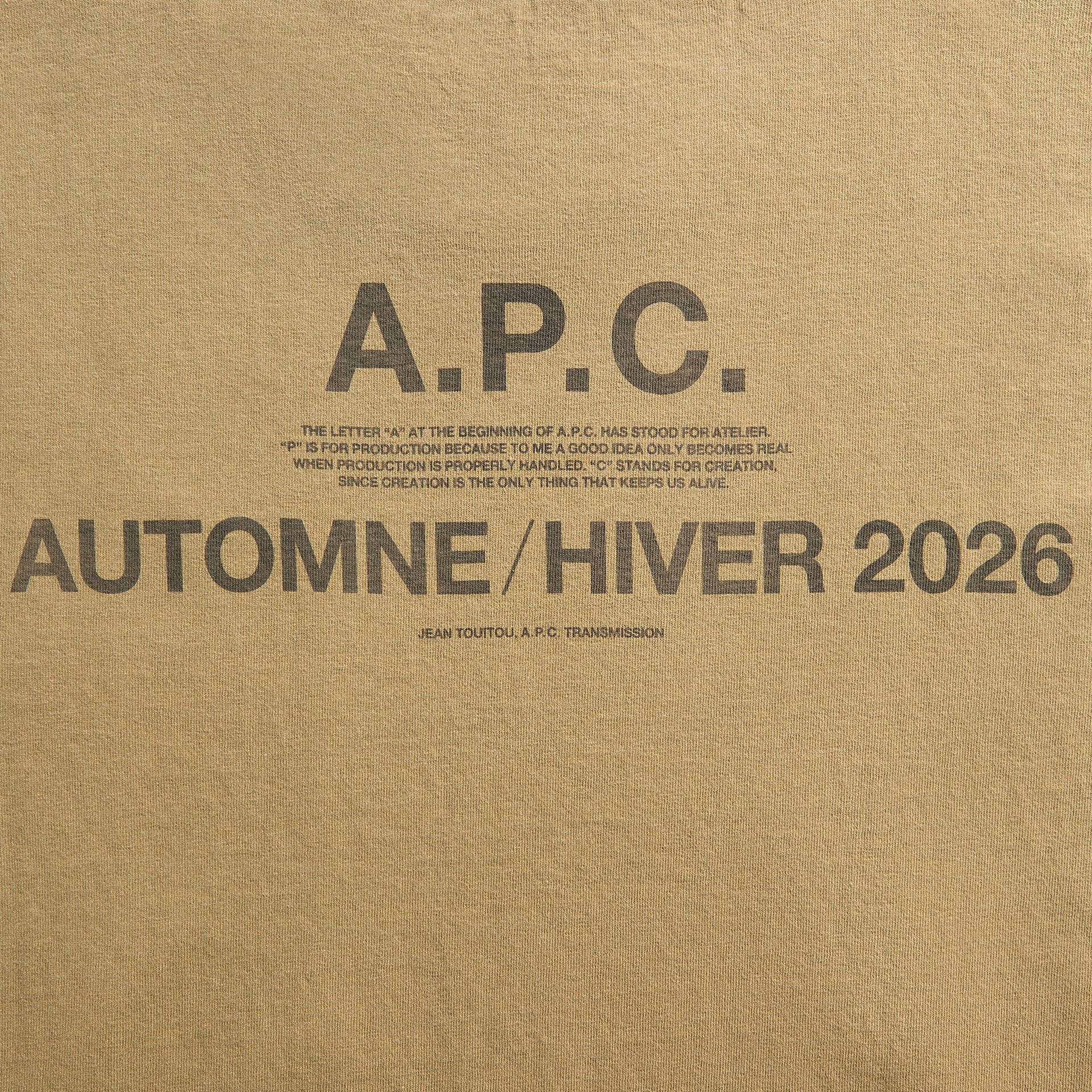 A.P.C. Autumn 26 Tee - Light Khaki