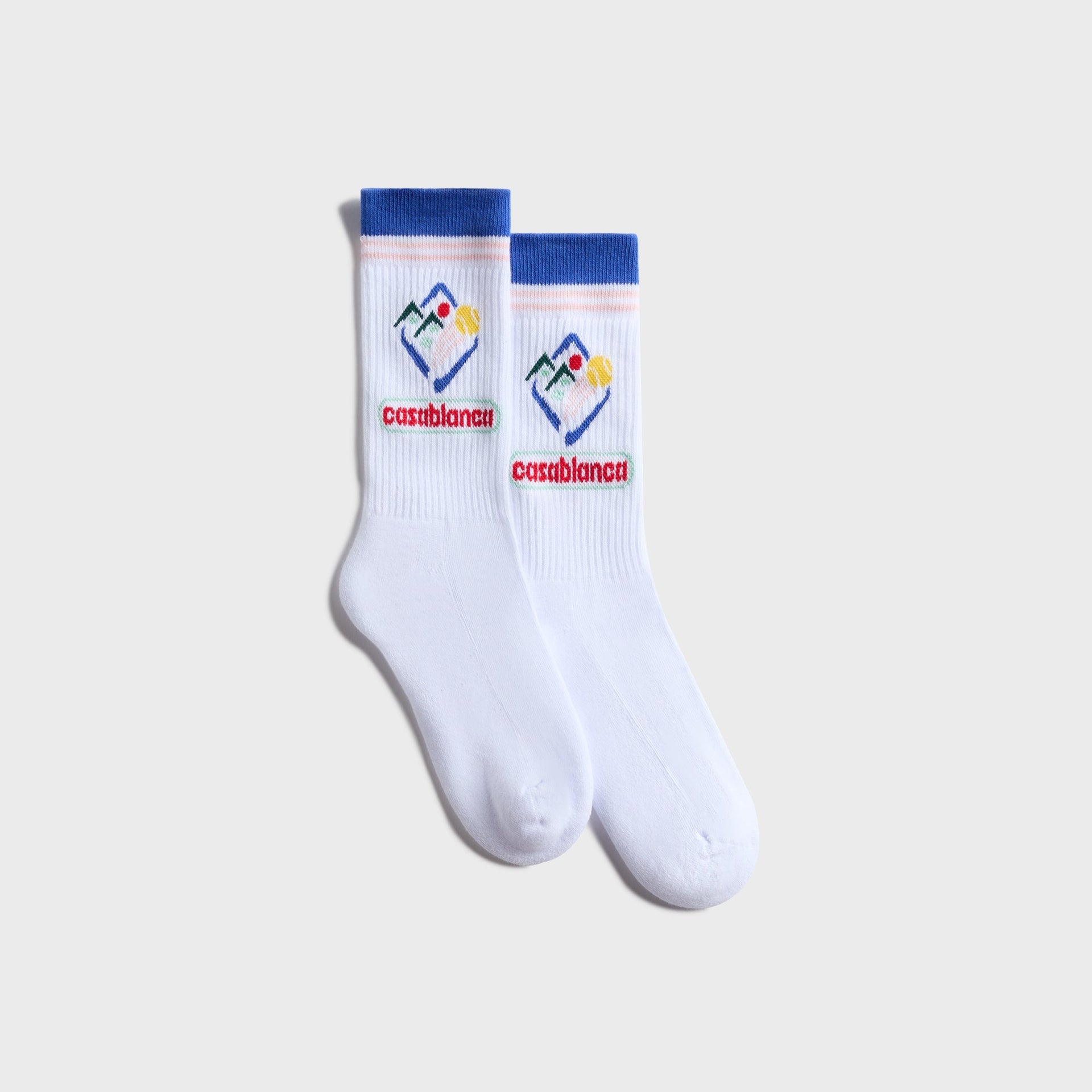 Casablanca Printed Sports Socks Fuji Icon in White
