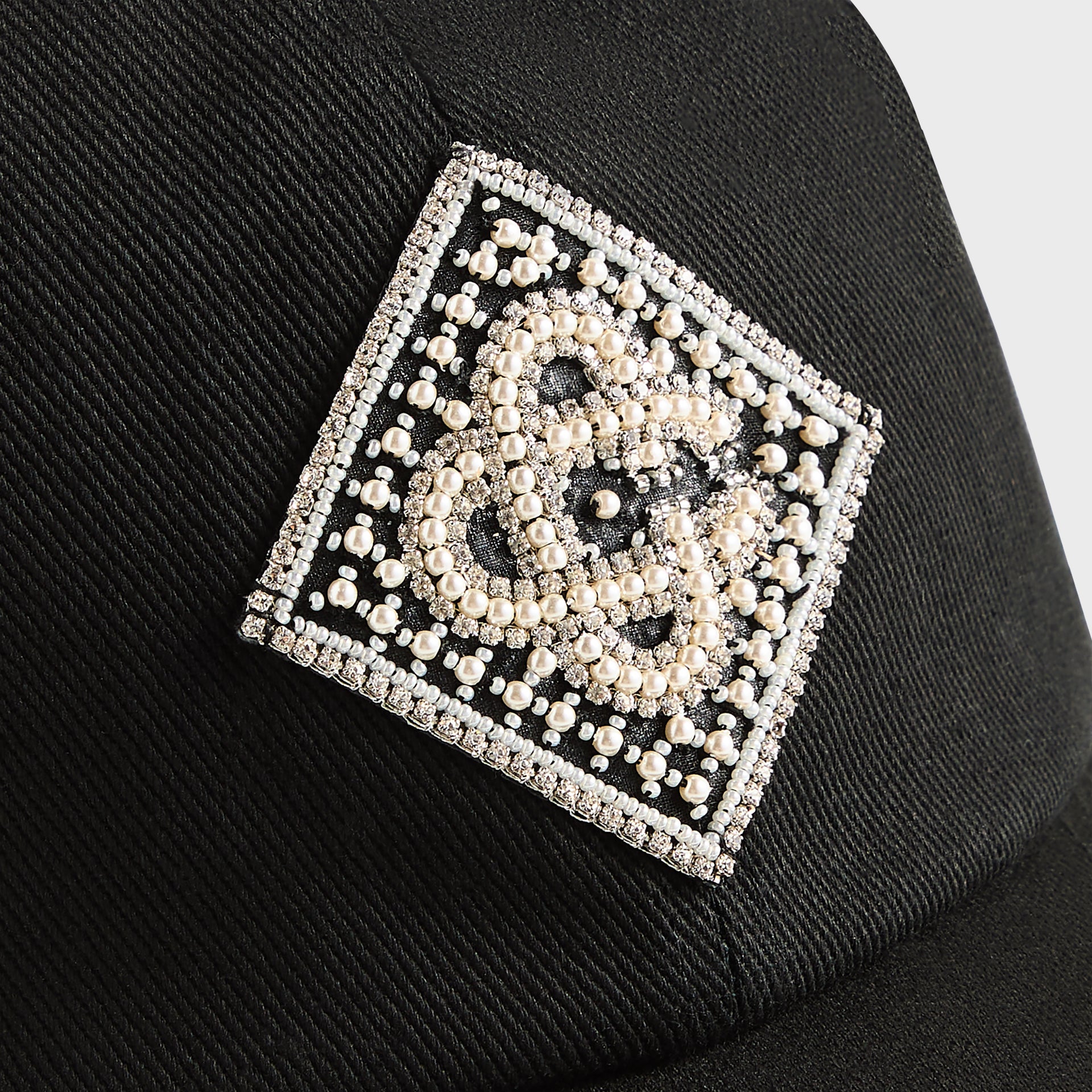 Casablanca Pearl Diamond Patch Cap - Black