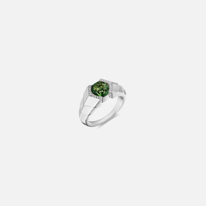 VL Cepher Arris Ring in Sterling Silver with Green Tourmalin - Silver / Green