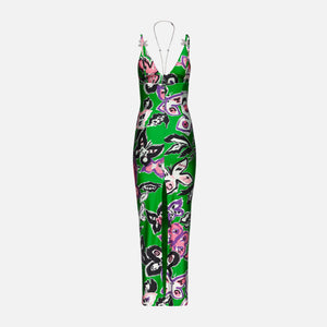 Area Butterfly Printed Maxi Dress - Green Multi