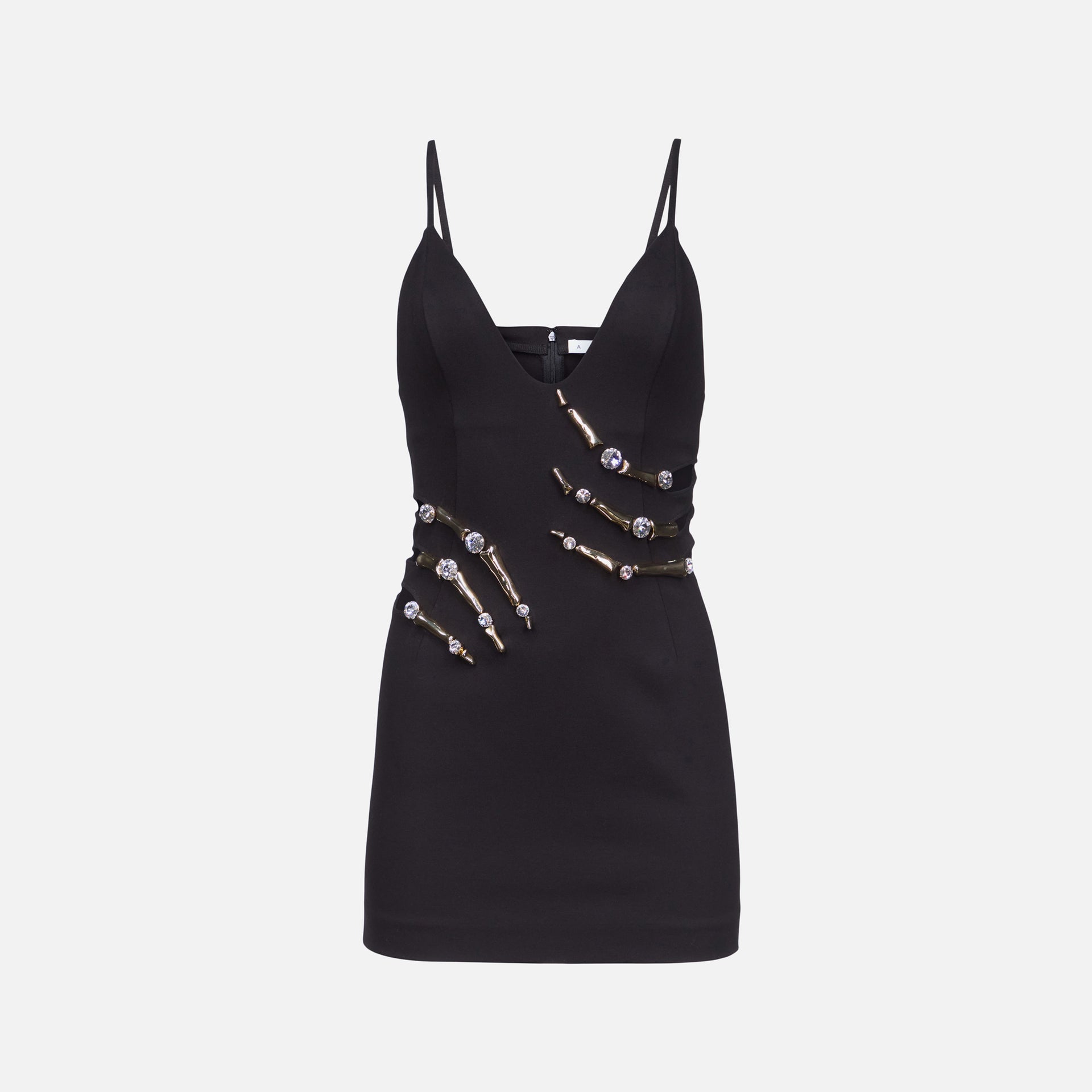 Area Crystal Claw Cutout Mini Dress - Black